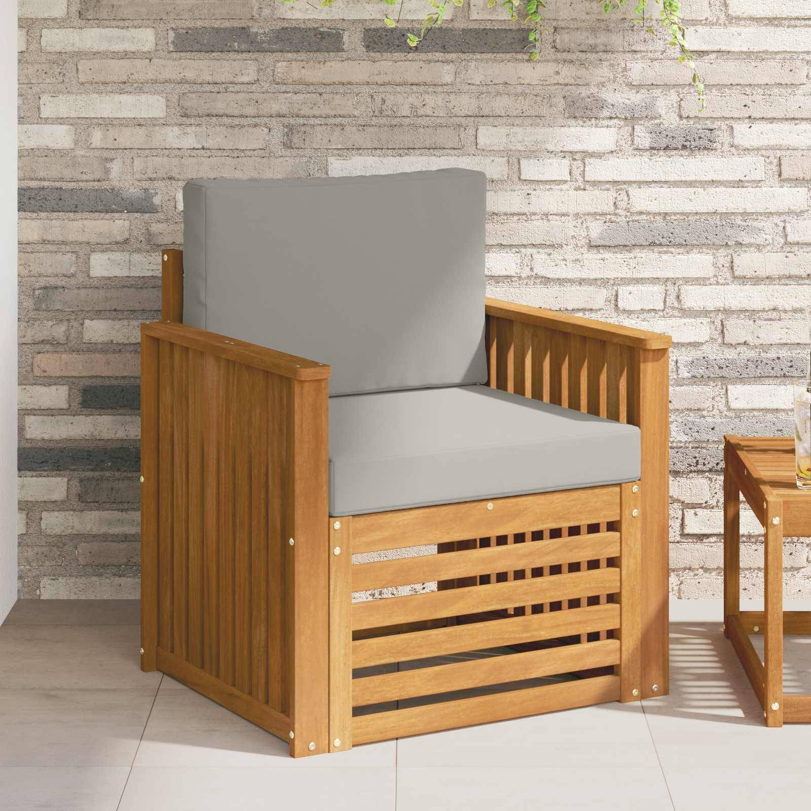vidaXL Outdoor-Sofagarnitur Massives Akazienholz und Polyester Natur