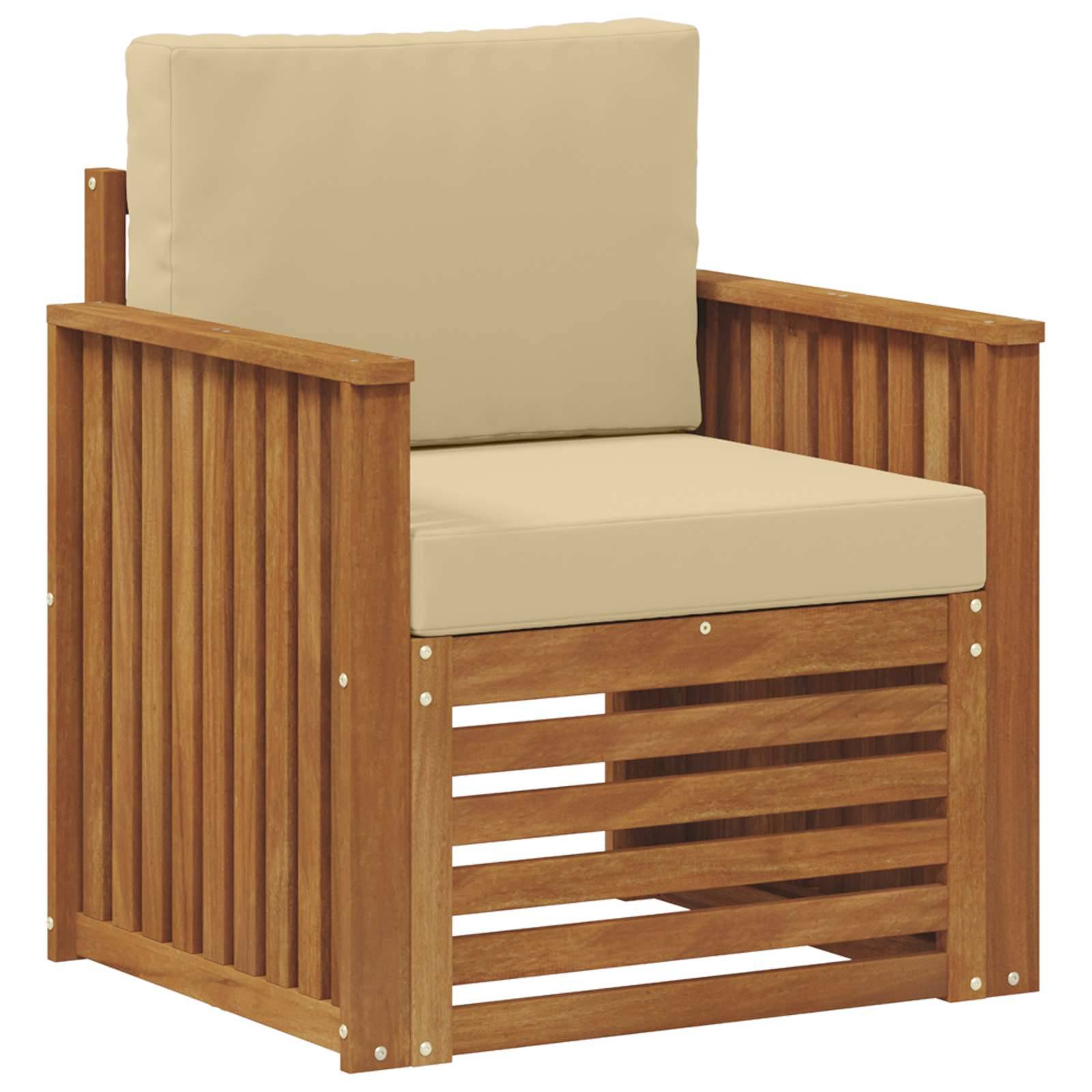 vidaXL Outdoor-Sofagarnitur Massives Akazienholz und Polyester Natur