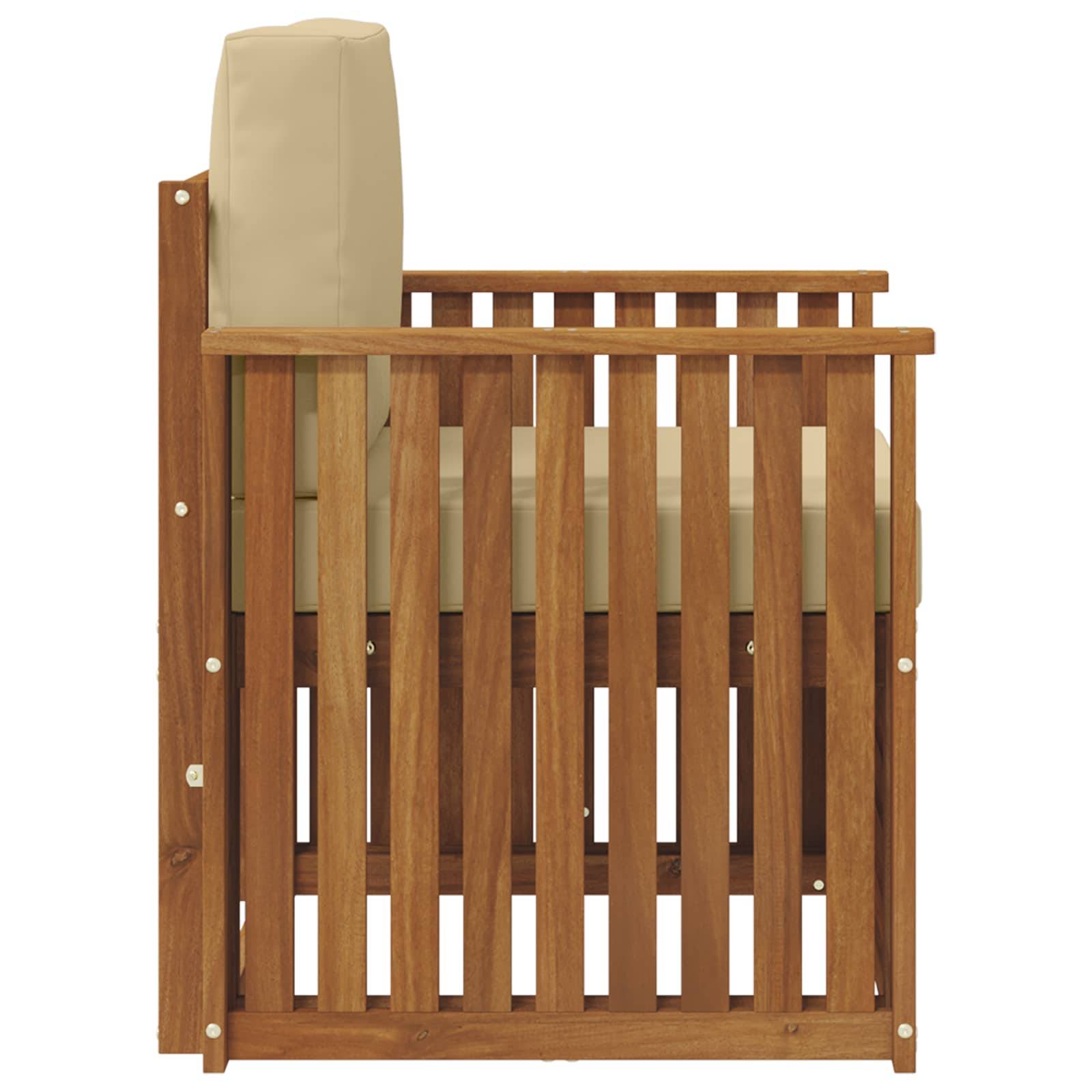 vidaXL Outdoor-Sofagarnitur Massives Akazienholz und Polyester Natur