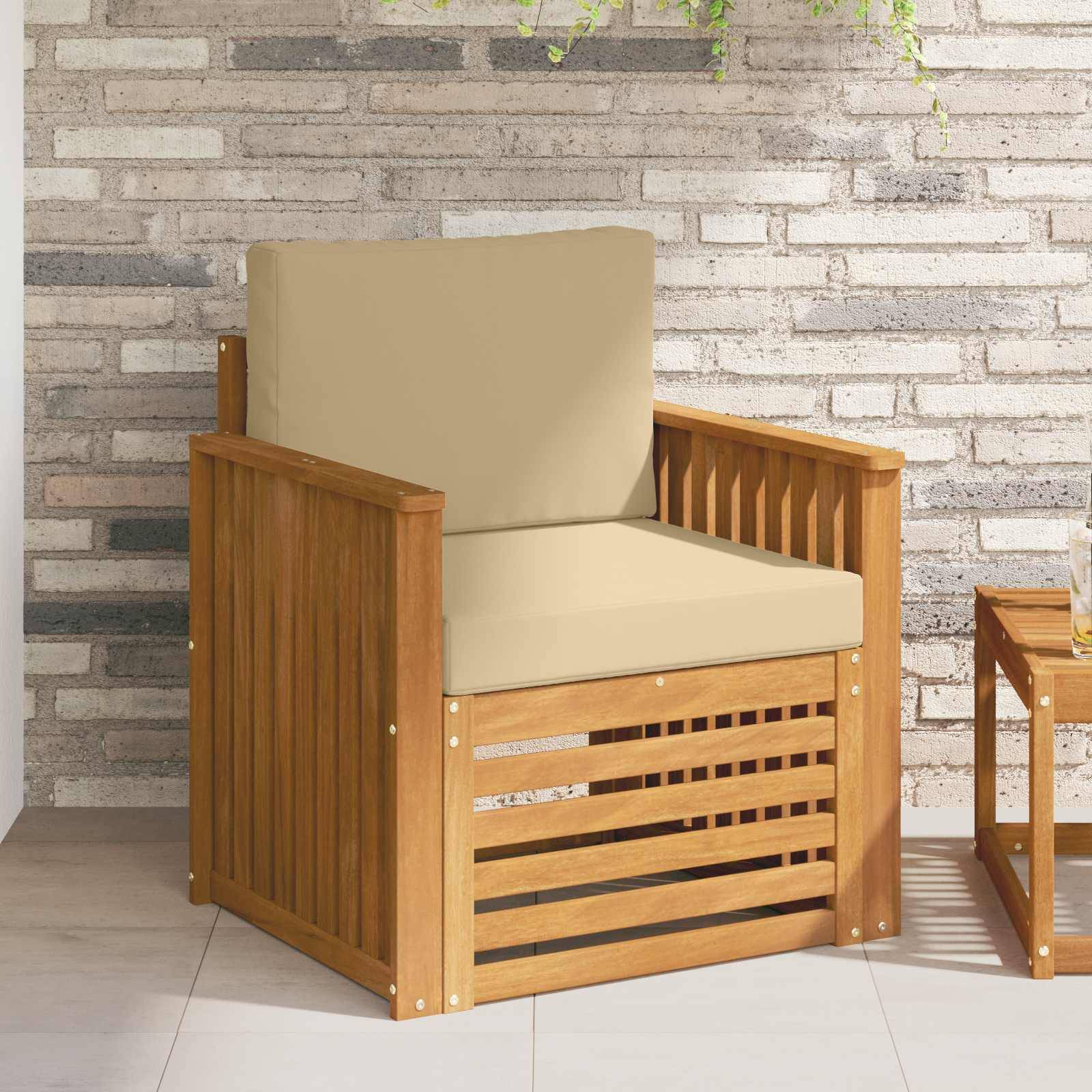 vidaXL Outdoor-Sofagarnitur Massives Akazienholz und Polyester Natur