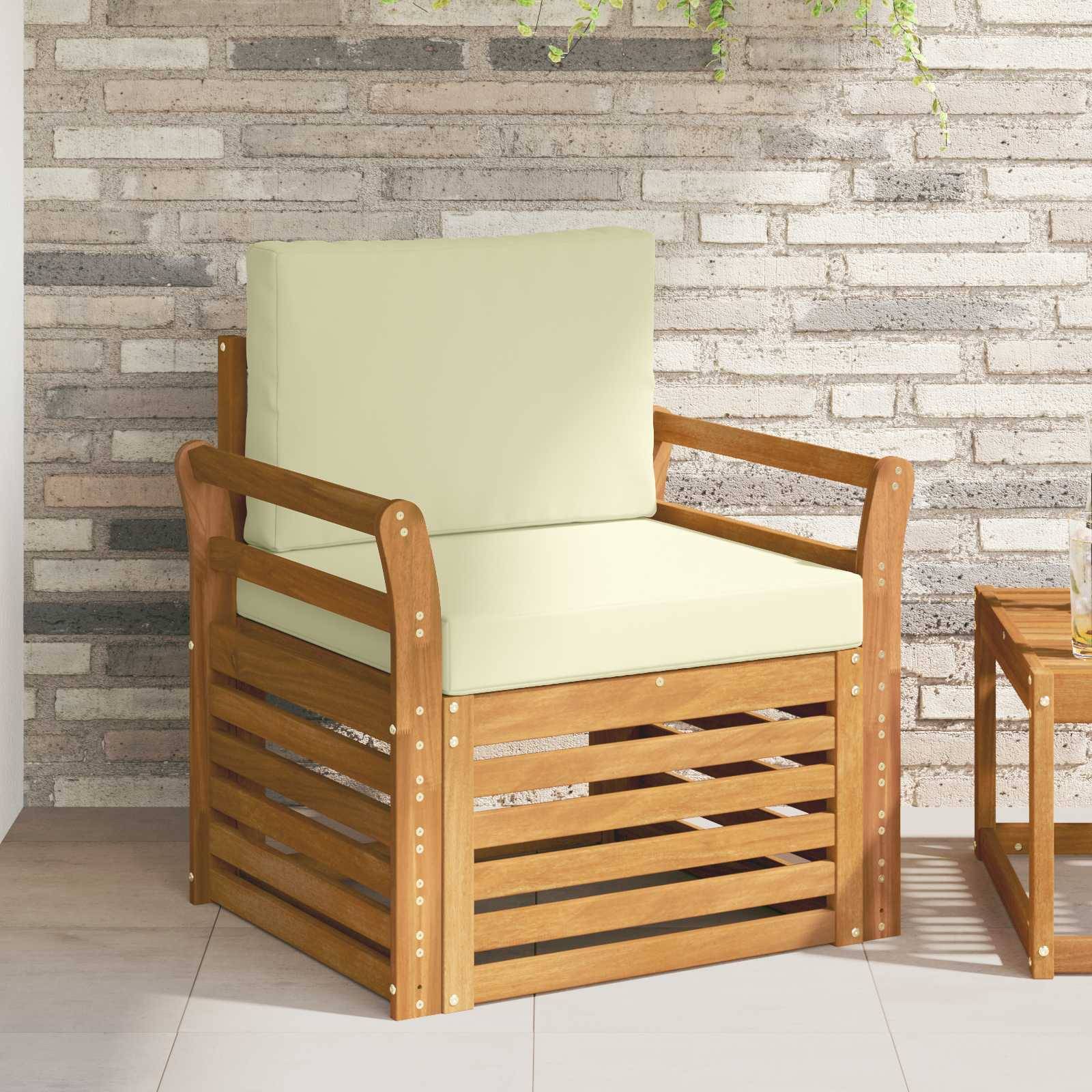 vidaXL Outdoor-Sofagarnitur Massives Akazienholz und Polyester Natur