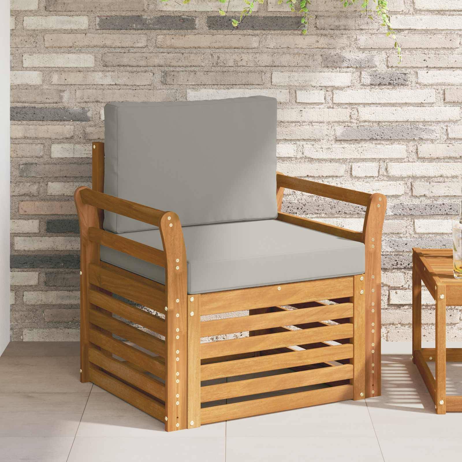 vidaXL Outdoor-Sofagarnitur Massives Akazienholz und Polyester Natur