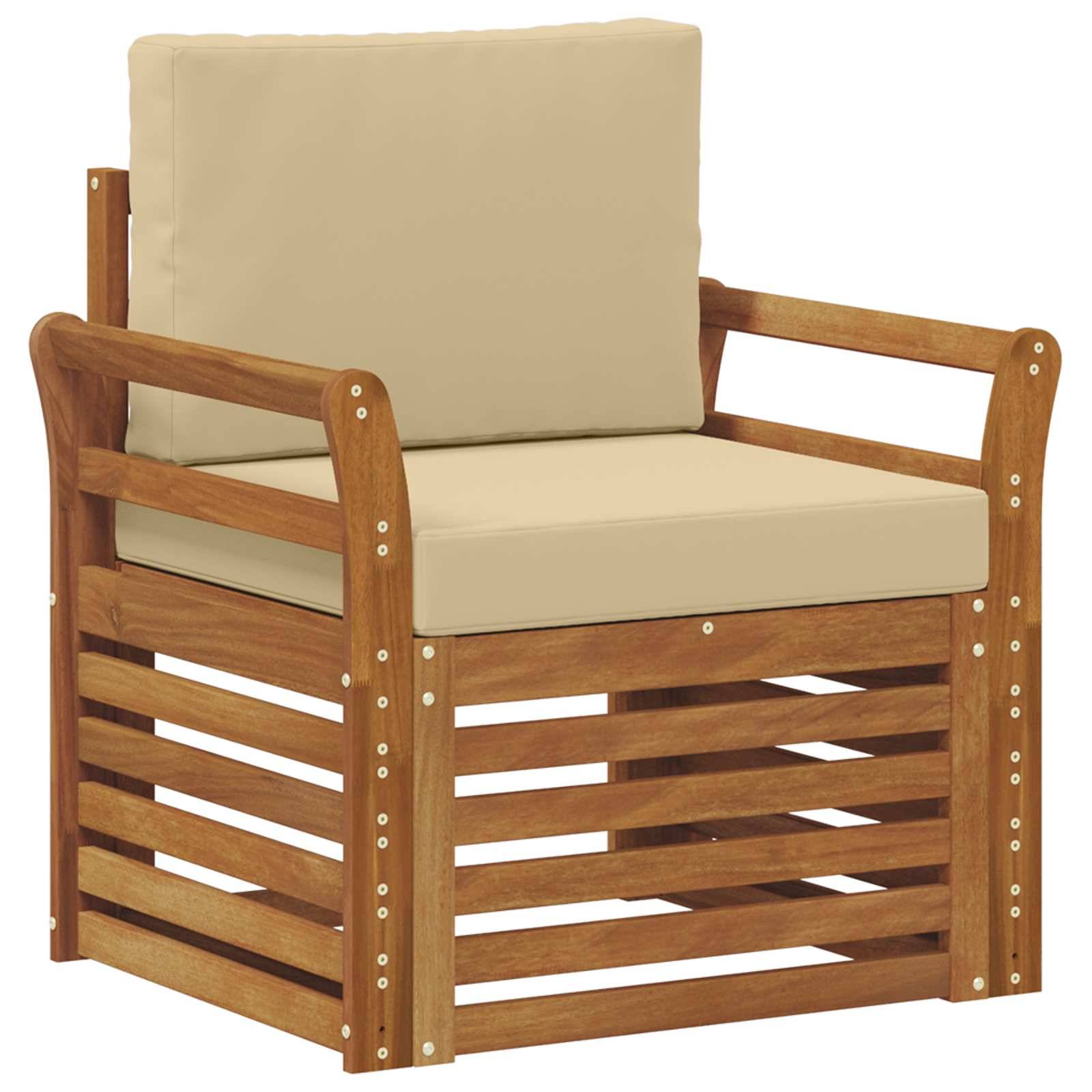 vidaXL Outdoor-Sofagarnitur Massives Akazienholz und Polyester Natur
