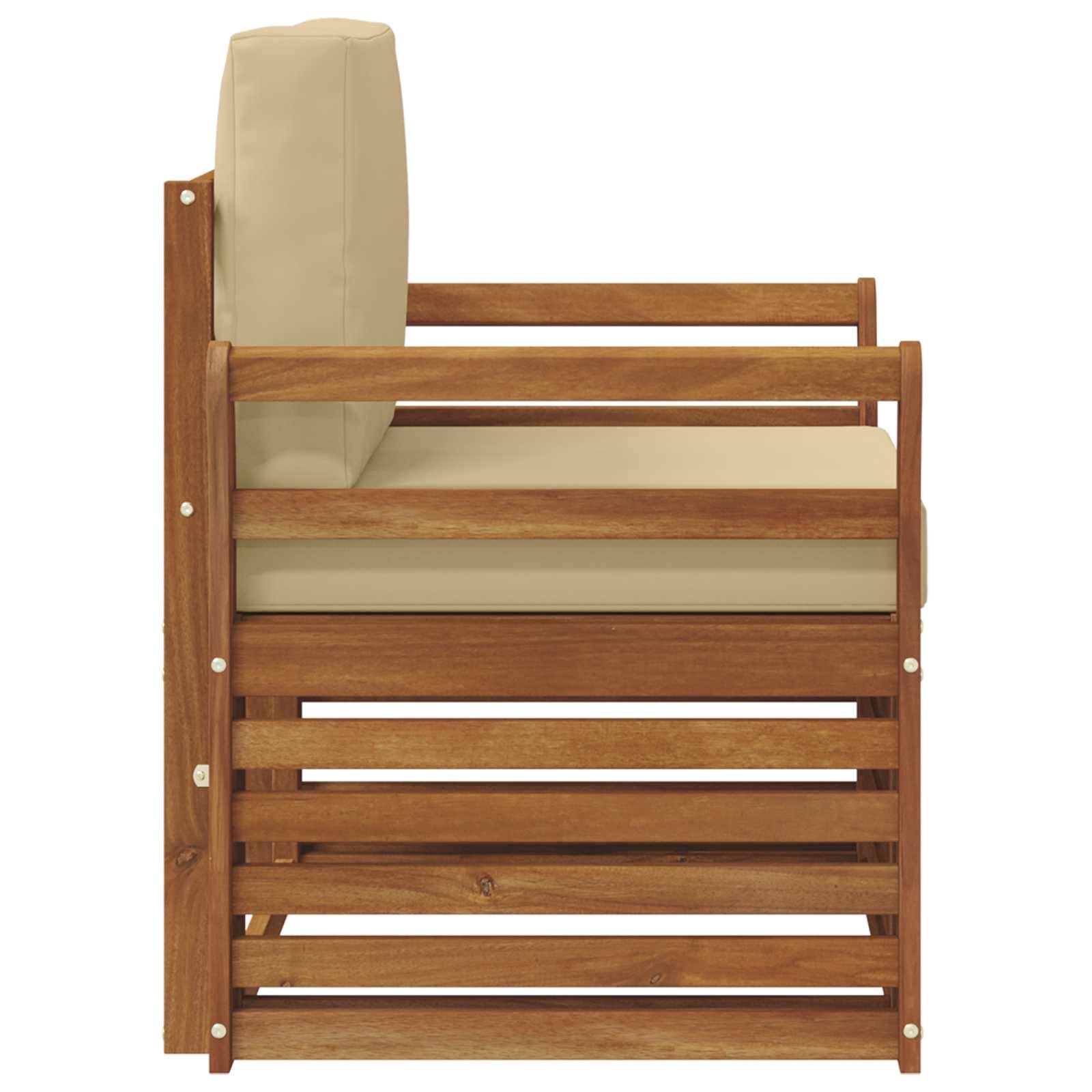 vidaXL Outdoor-Sofagarnitur Massives Akazienholz und Polyester Natur