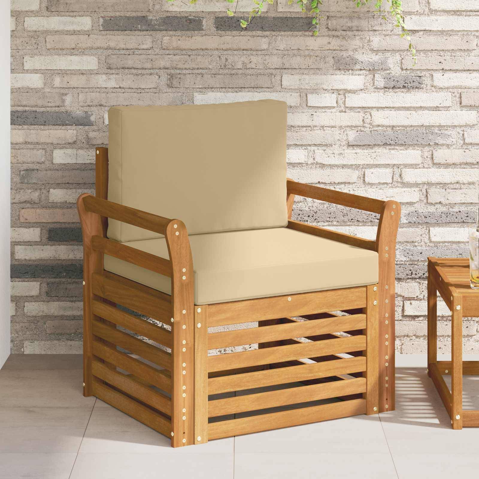 vidaXL Outdoor-Sofagarnitur Massives Akazienholz und Polyester Natur