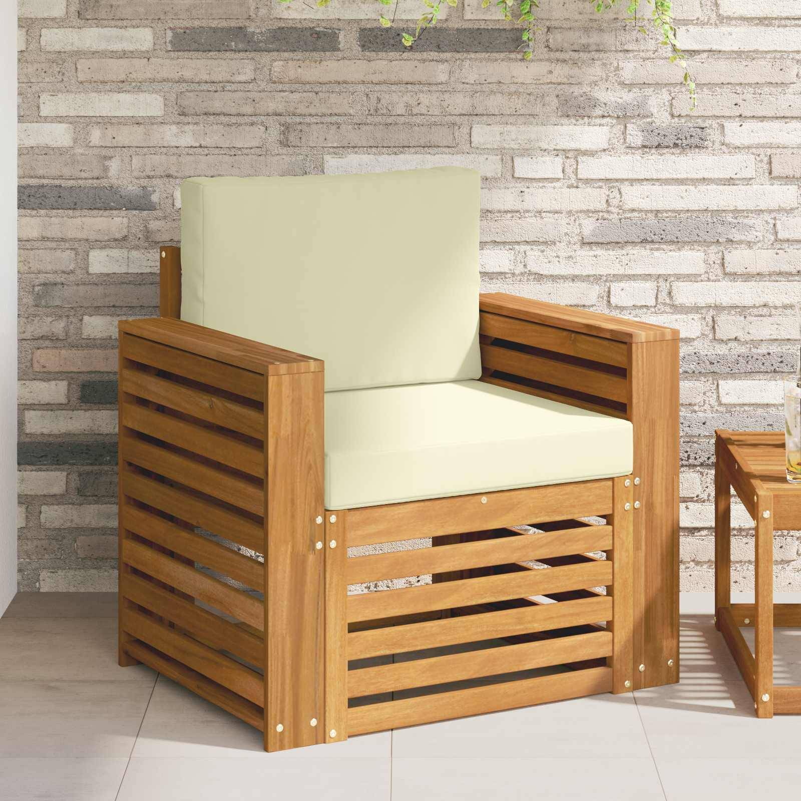 vidaXL Outdoor-Sofagarnitur Massives Akazienholz und Polyester Natur