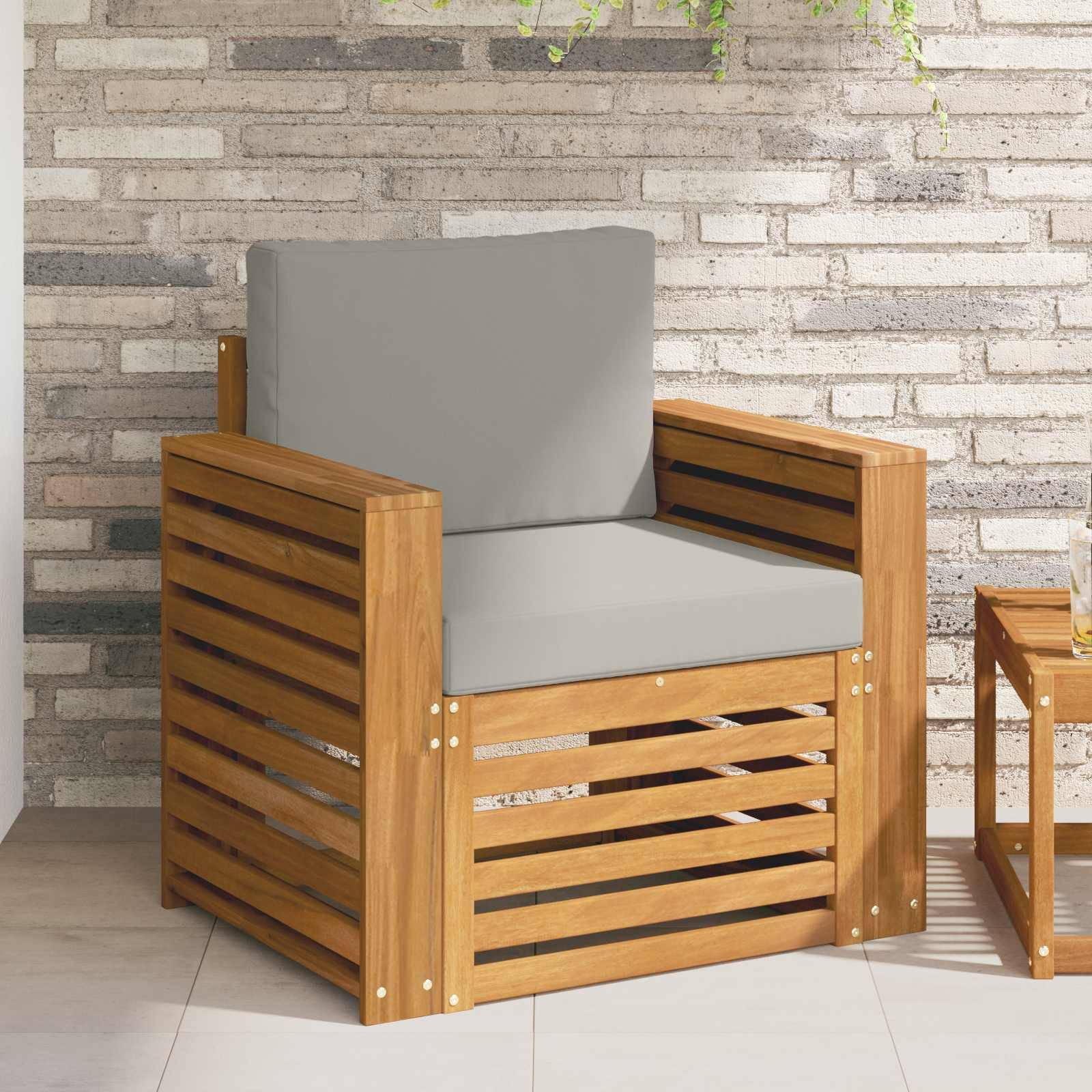 vidaXL Outdoor-Sofagarnitur Massives Akazienholz und Polyester Natur