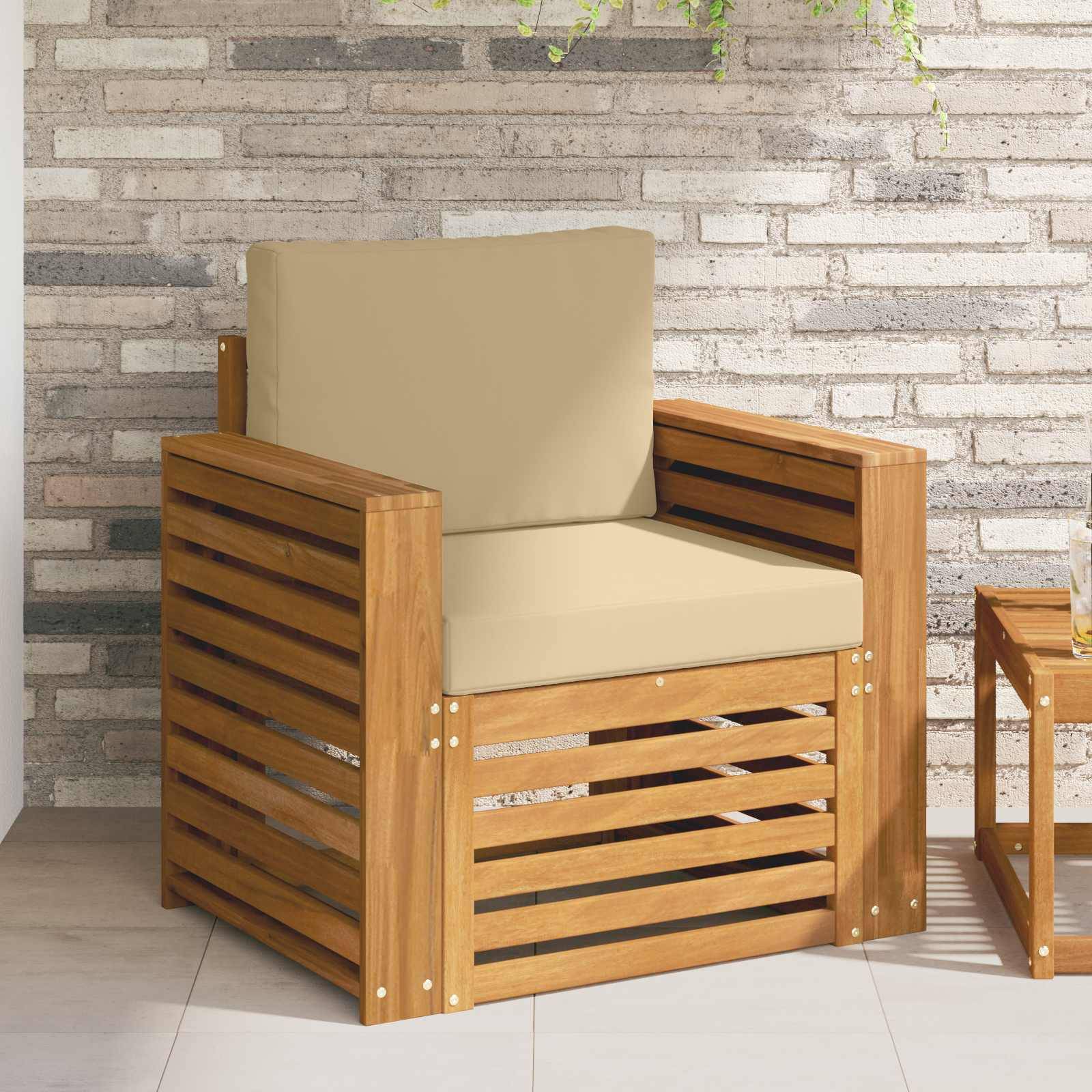 vidaXL Outdoor-Sofagarnitur Massives Akazienholz und Polyester Natur