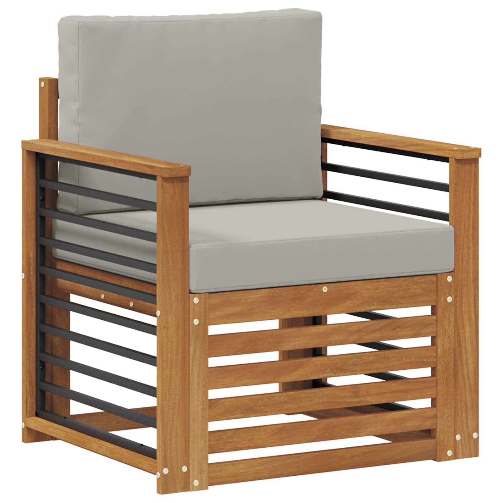 vidaXL Outdoor-Sofagarnitur Massives Akazienholz und Polyester Natur