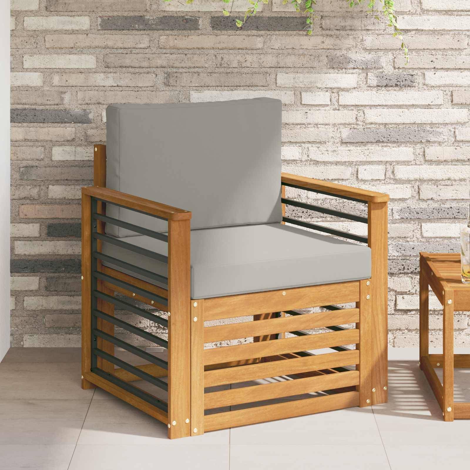 vidaXL Outdoor-Sofagarnitur Massives Akazienholz und Polyester Natur