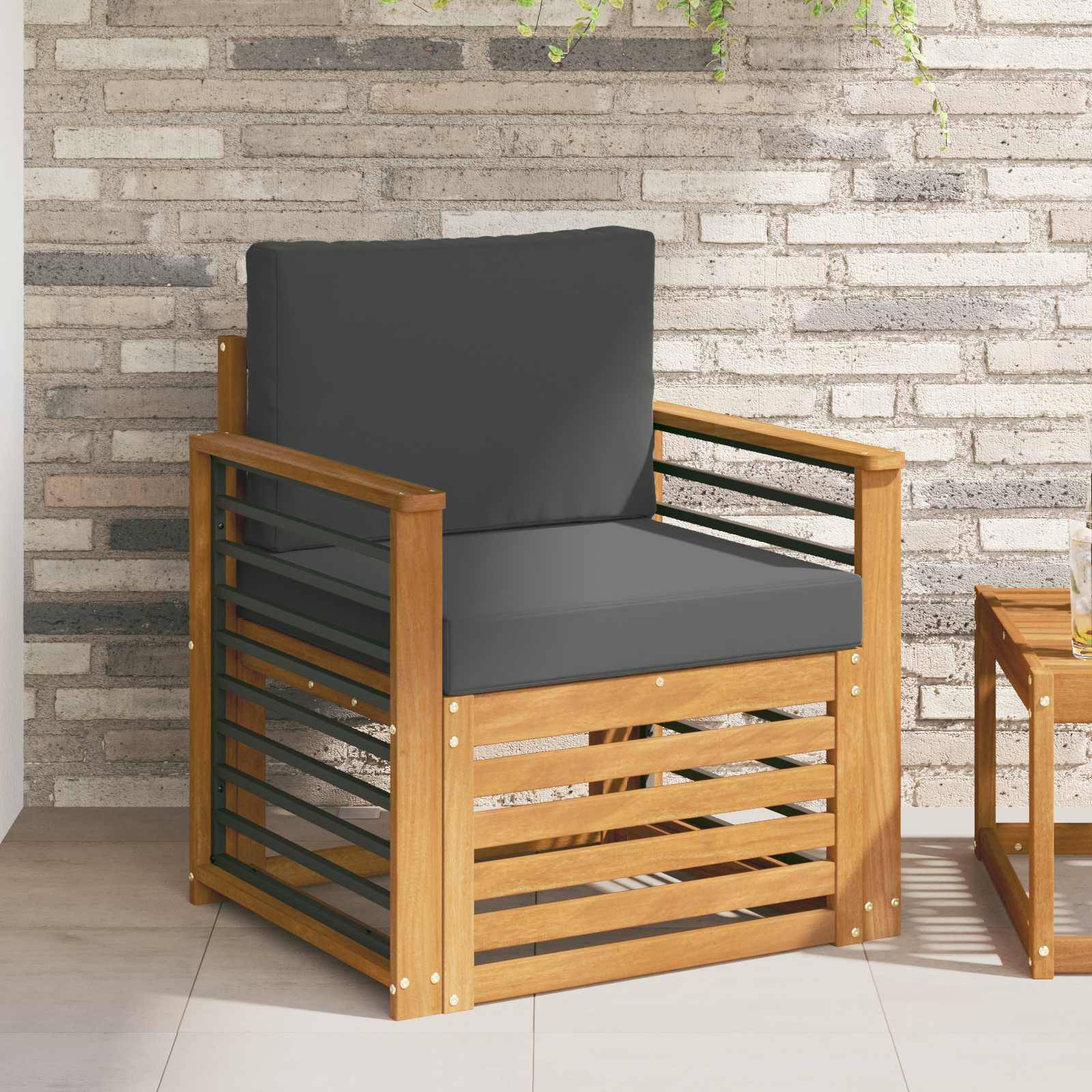 vidaXL Outdoor-Sofagarnitur Massives Akazienholz und Polyester Natur