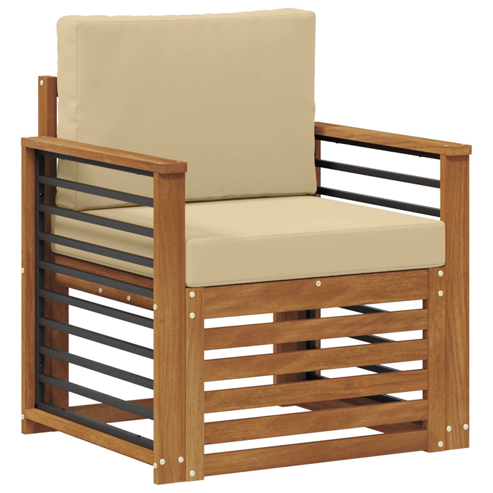 vidaXL Outdoor-Sofagarnitur Massives Akazienholz und Polyester Natur