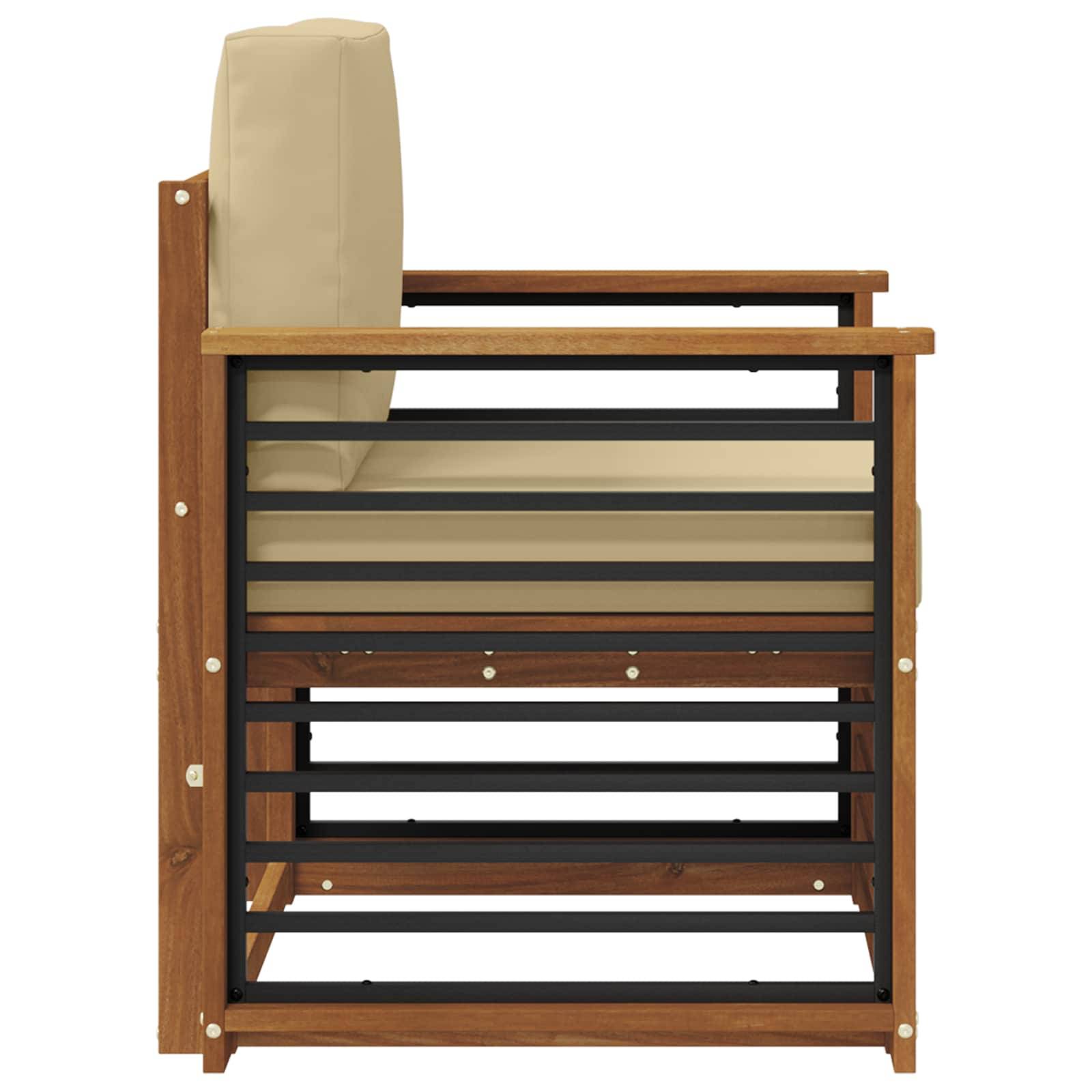 vidaXL Outdoor-Sofagarnitur Massives Akazienholz und Polyester Natur