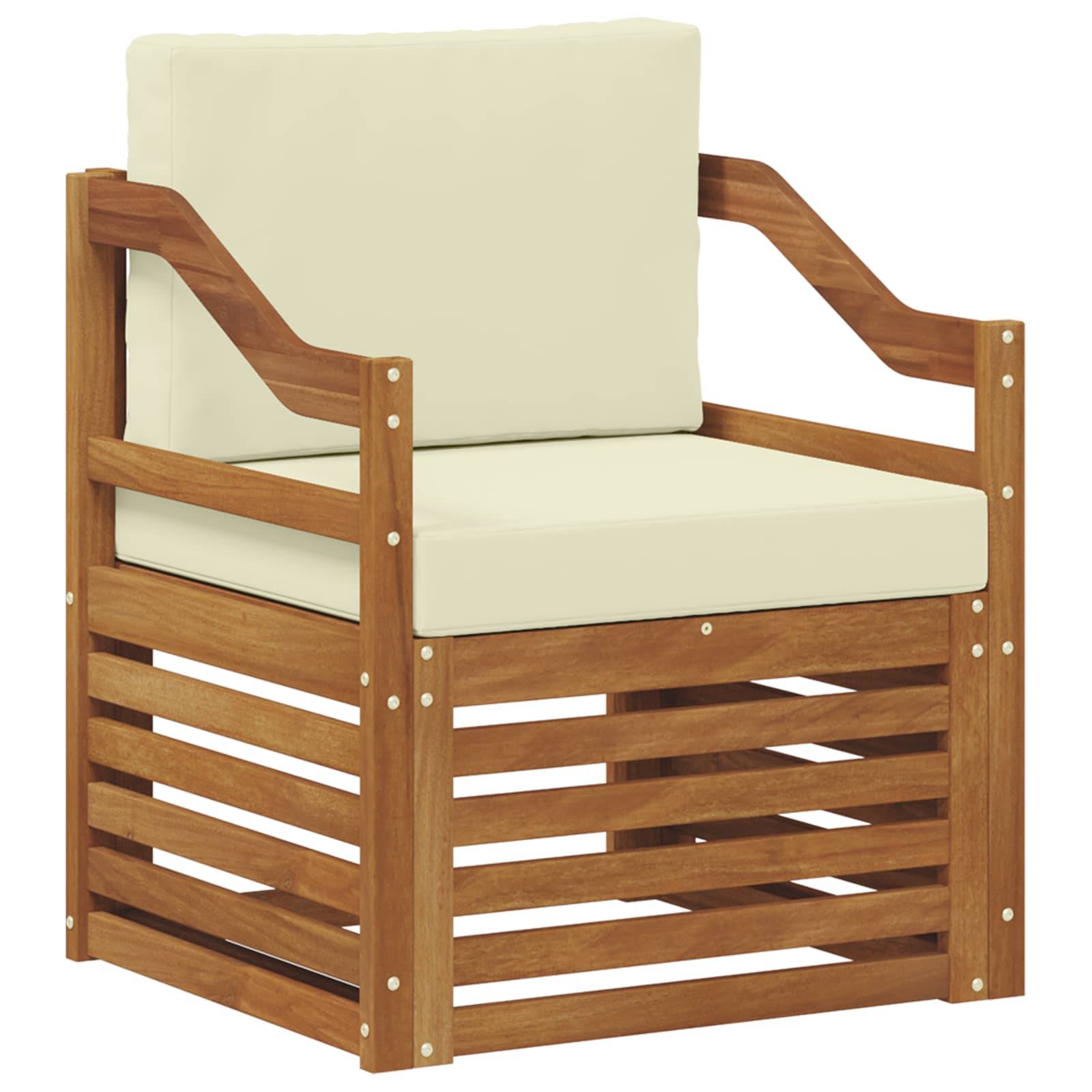 vidaXL Outdoor-Sofagarnitur Massives Akazienholz und Polyester Natur