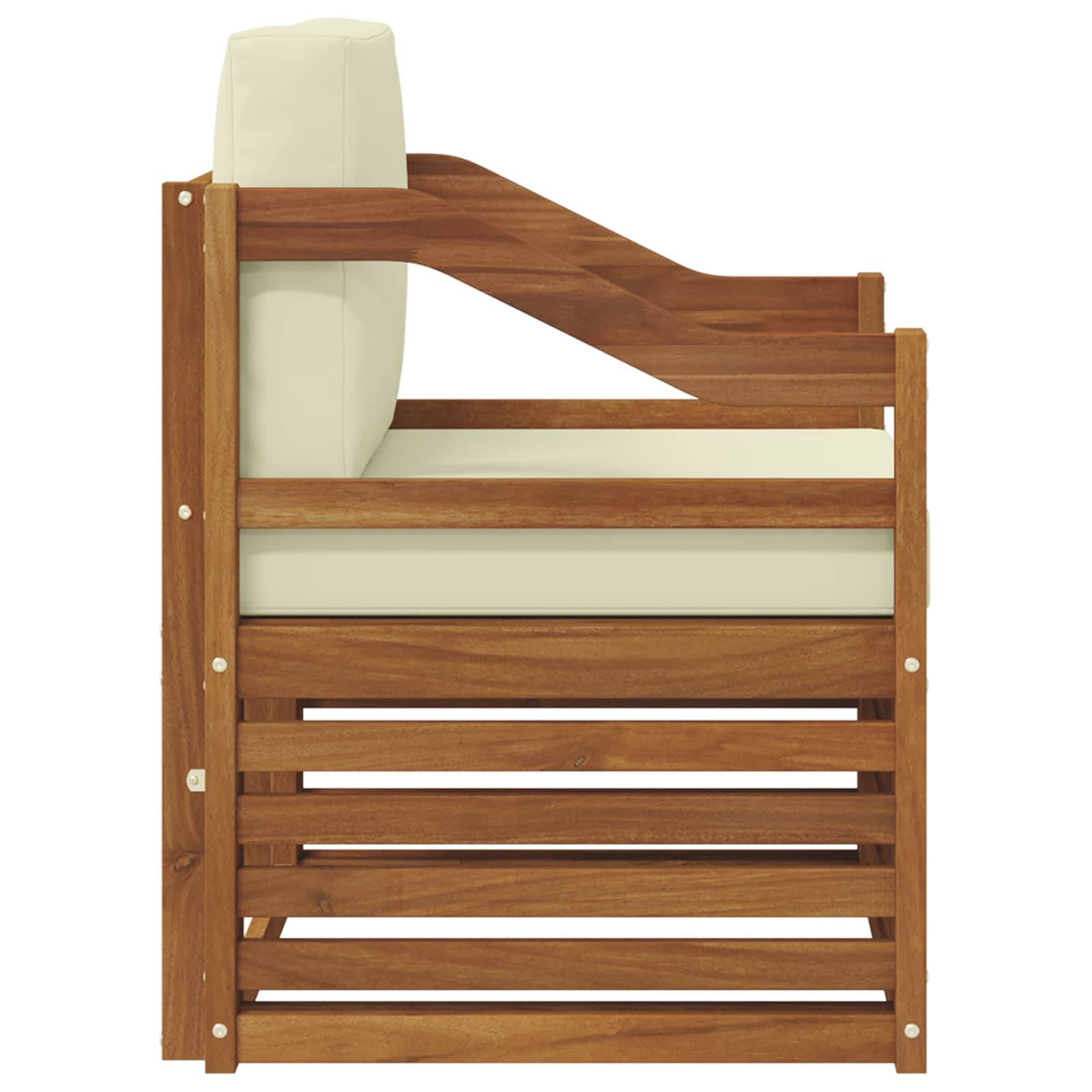 vidaXL Outdoor-Sofagarnitur Massives Akazienholz und Polyester Natur