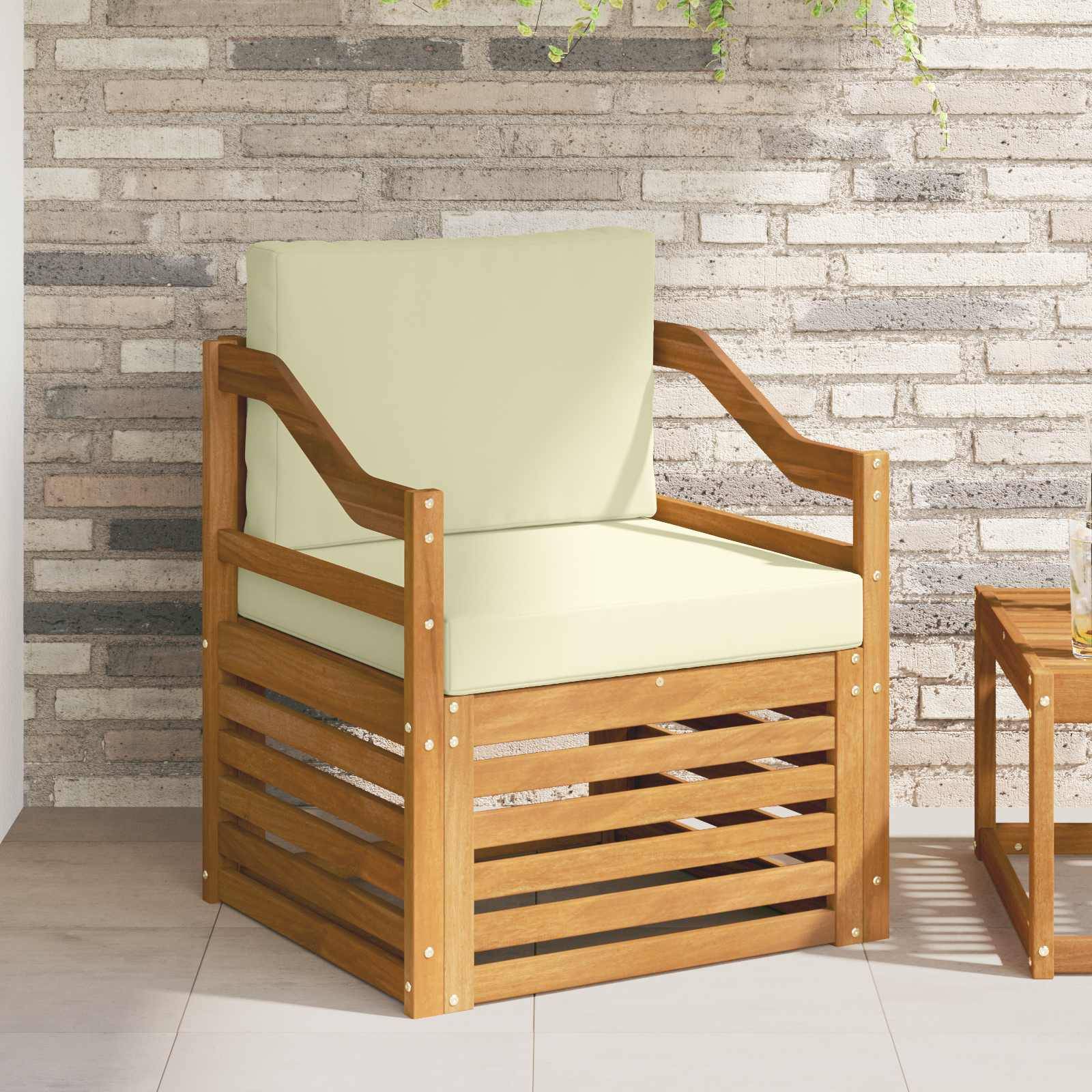 vidaXL Outdoor-Sofagarnitur Massives Akazienholz und Polyester Natur