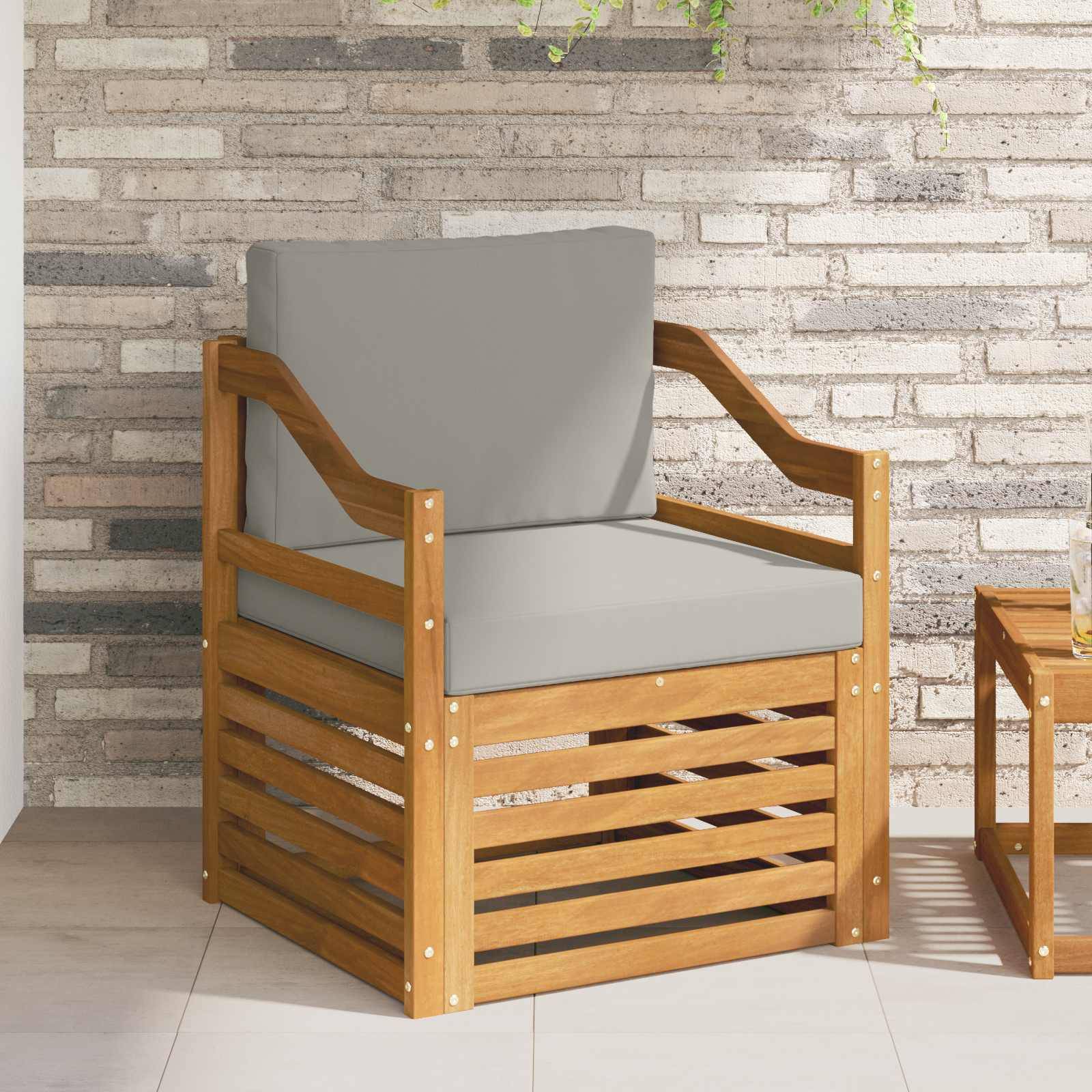 vidaXL Outdoor-Sofagarnitur Massives Akazienholz und Polyester Natur