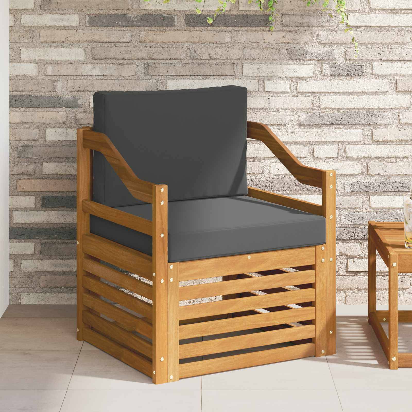 vidaXL Outdoor-Sofagarnitur Massives Akazienholz und Polyester Natur