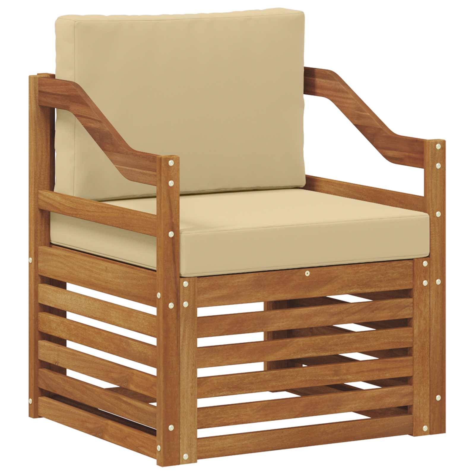 vidaXL Outdoor-Sofagarnitur Massives Akazienholz und Polyester Natur