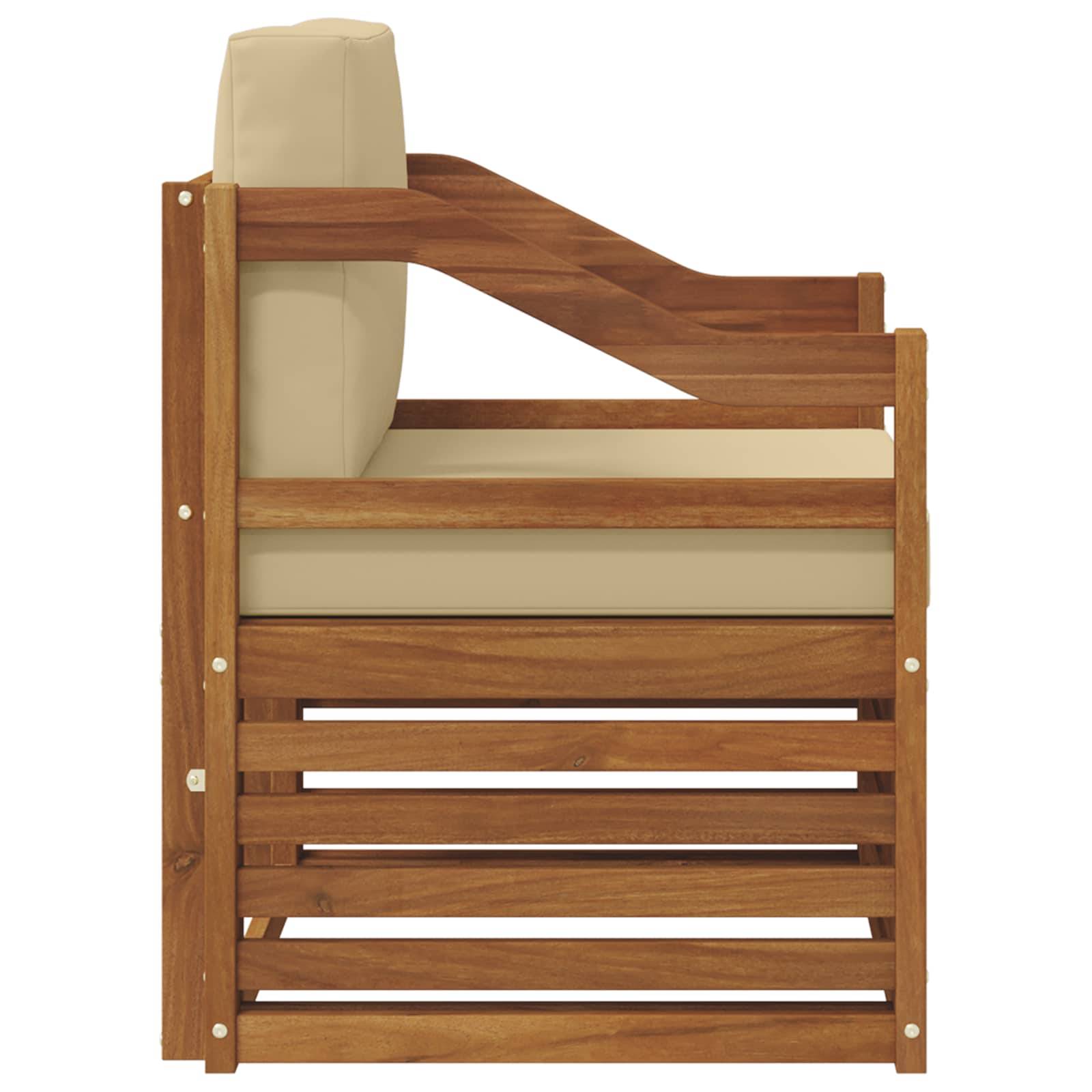 vidaXL Outdoor-Sofagarnitur Massives Akazienholz und Polyester Natur