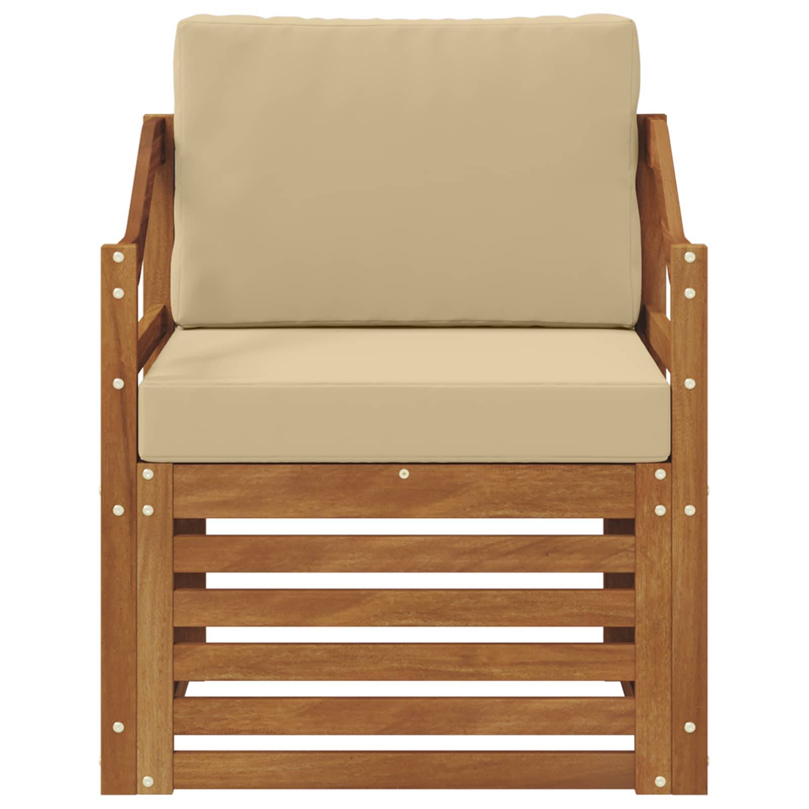 vidaXL Outdoor-Sofagarnitur Massives Akazienholz und Polyester Natur