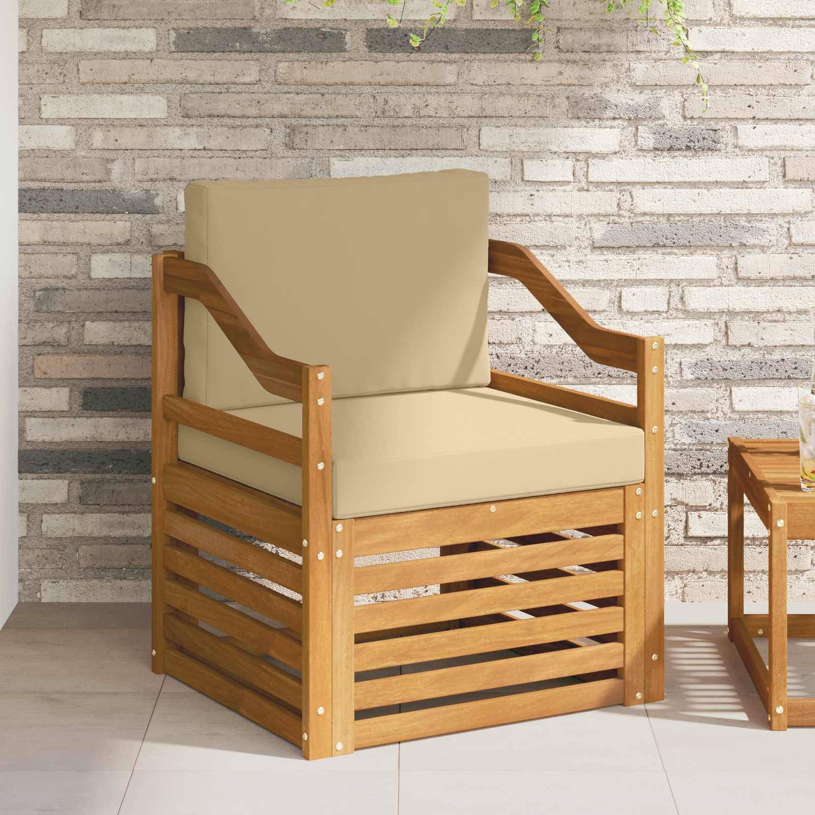vidaXL Outdoor-Sofagarnitur Massives Akazienholz und Polyester Natur