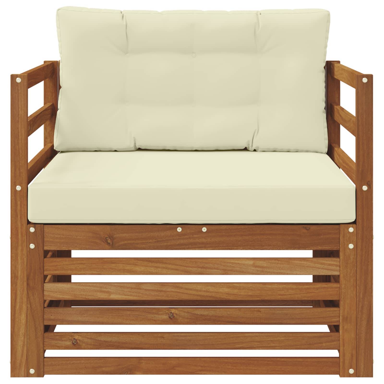 vidaXL Outdoor-Sofagarnitur Massives Akazienholz und Polyester Natur