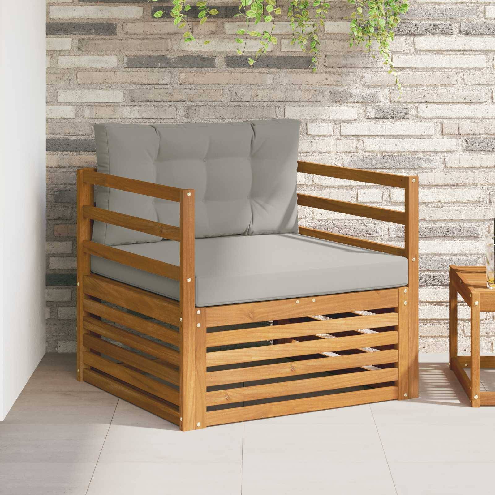 vidaXL Outdoor-Sofa Massives Akazienholz und Polyester