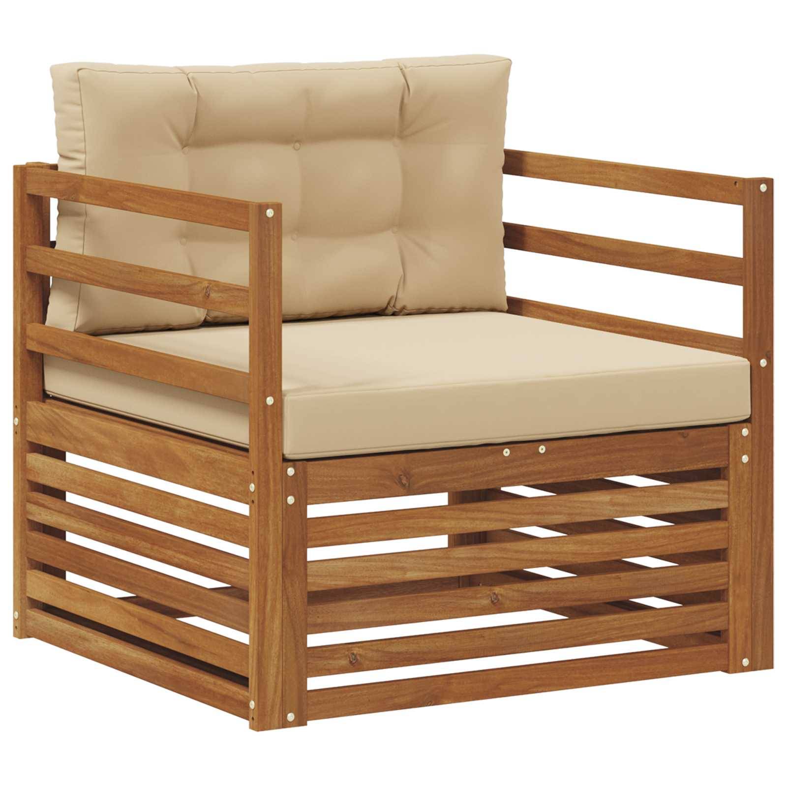 vidaXL Outdoor-Sofa Massives Akazienholz und Polyester Natur und Beige