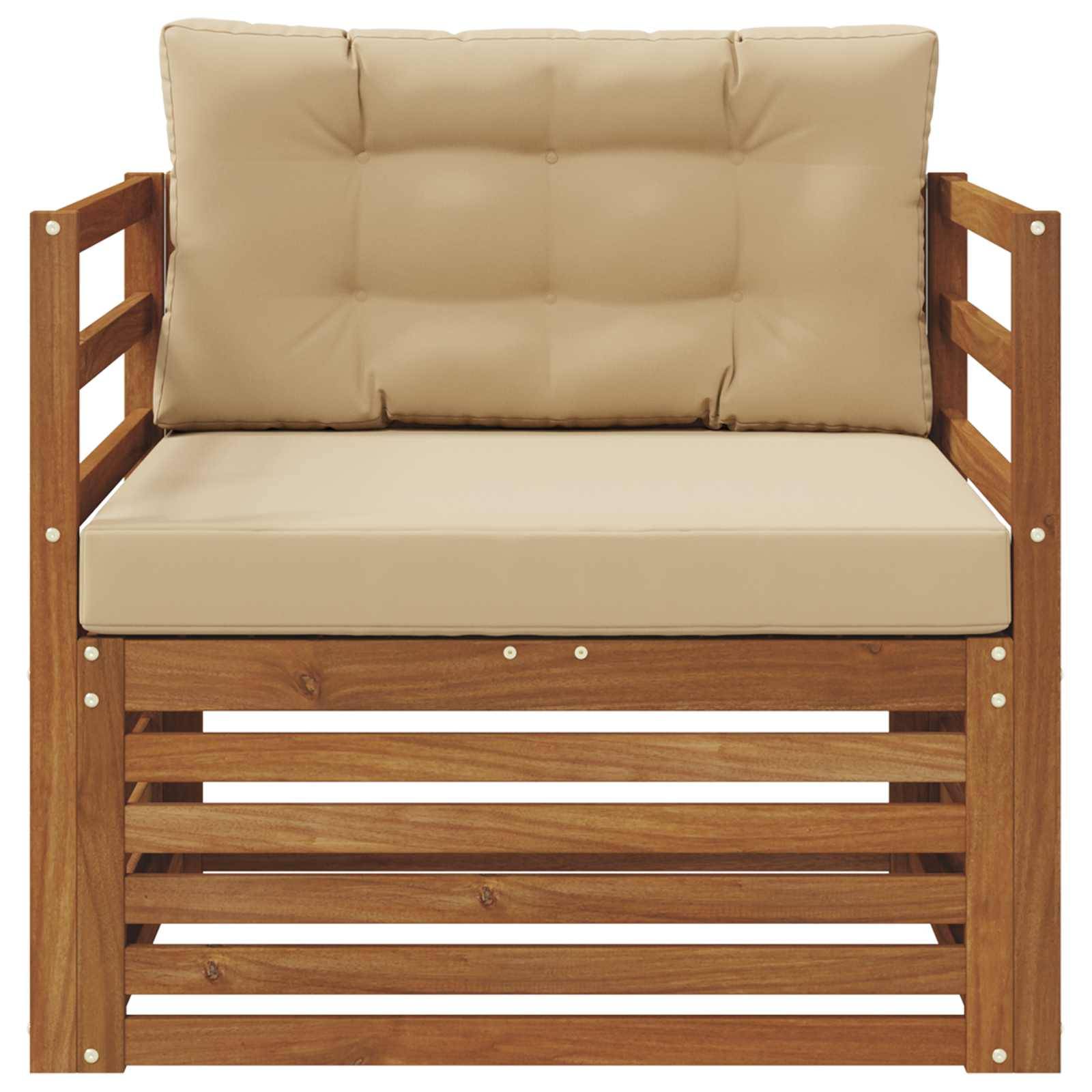 vidaXL Outdoor-Sofa Massives Akazienholz und Polyester Natur und Beige