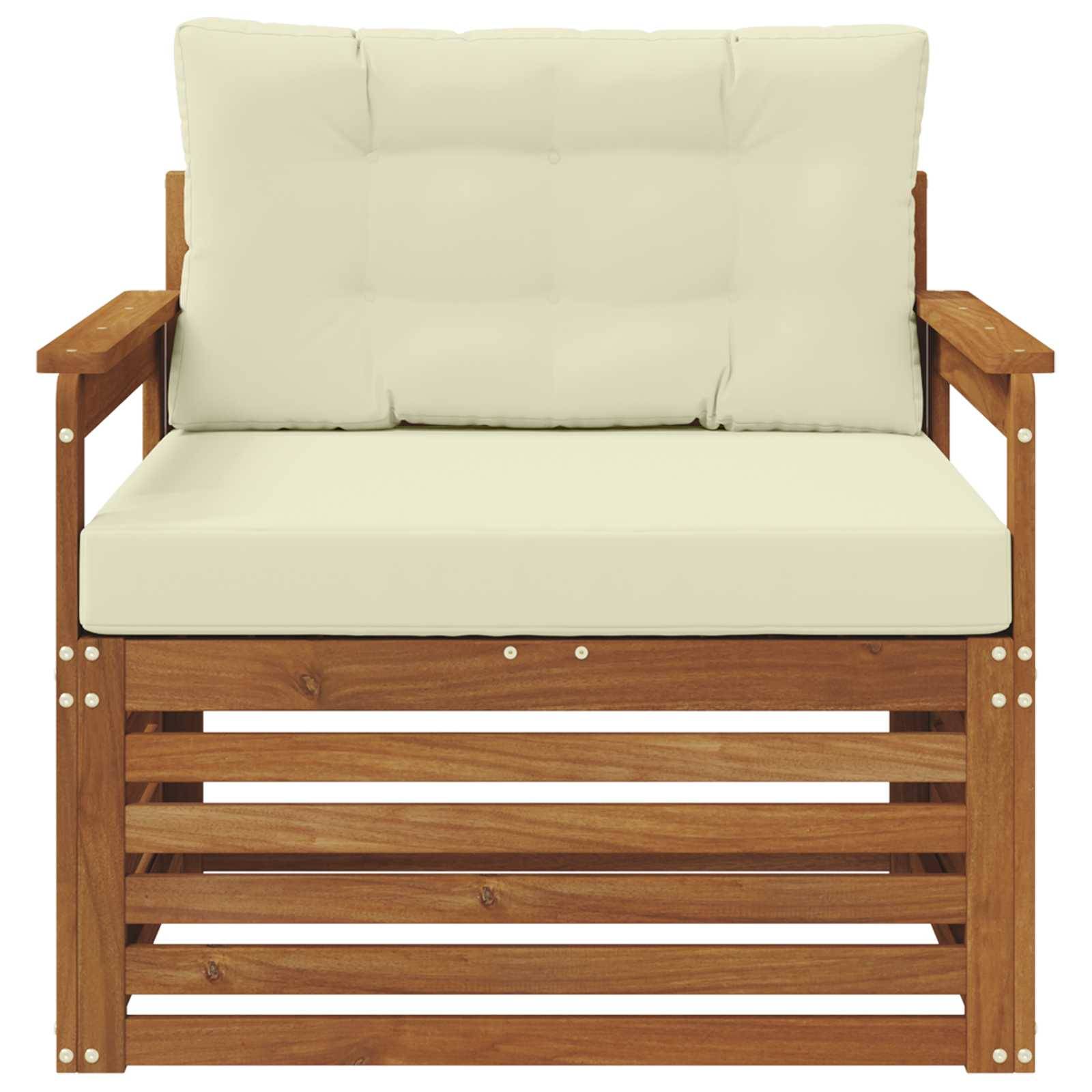 vidaXL Outdoor-Sofa Massives Akazienholz und Polyester Natur und Creme