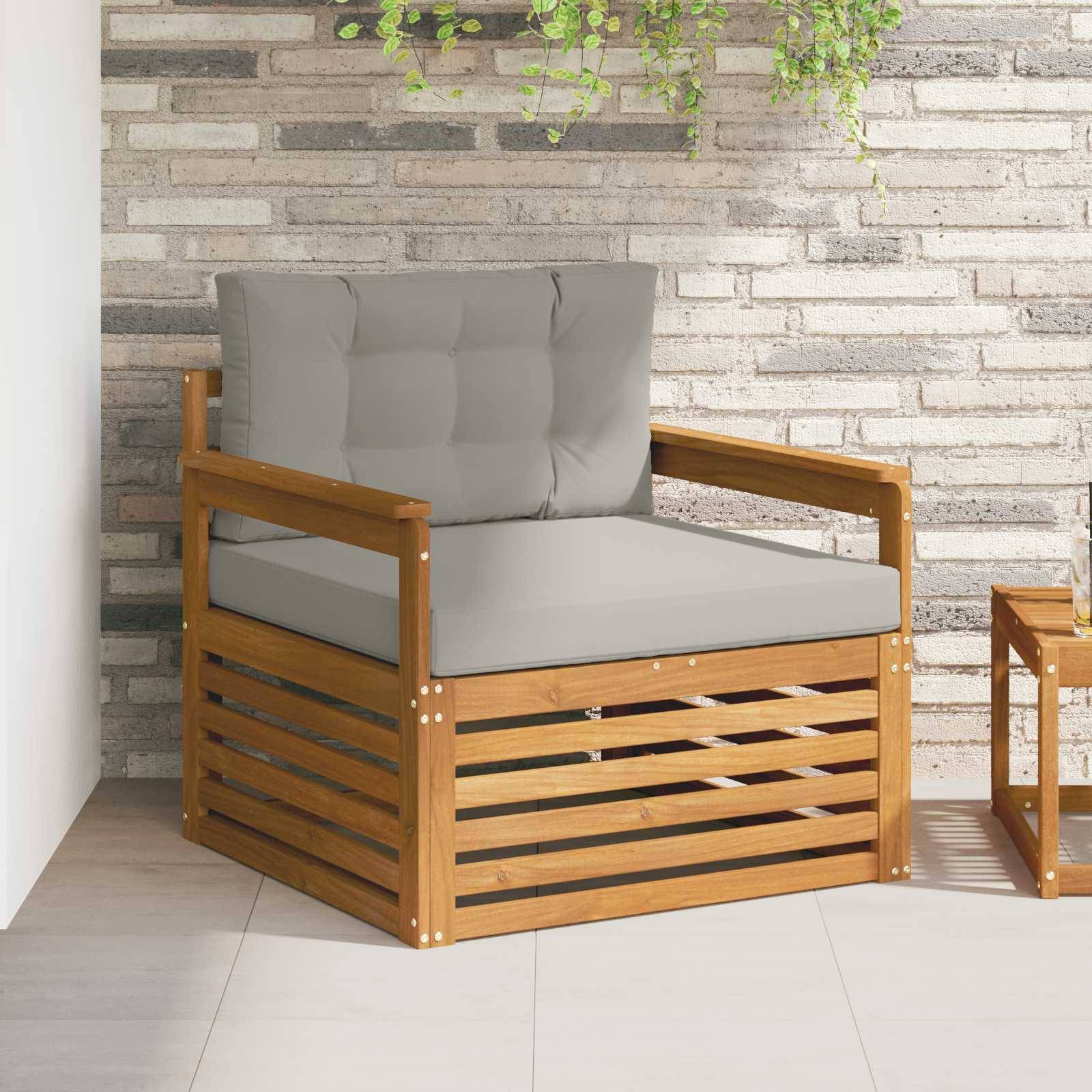 vidaXL Outdoor-Sofa Massives Akazienholz und Polyester