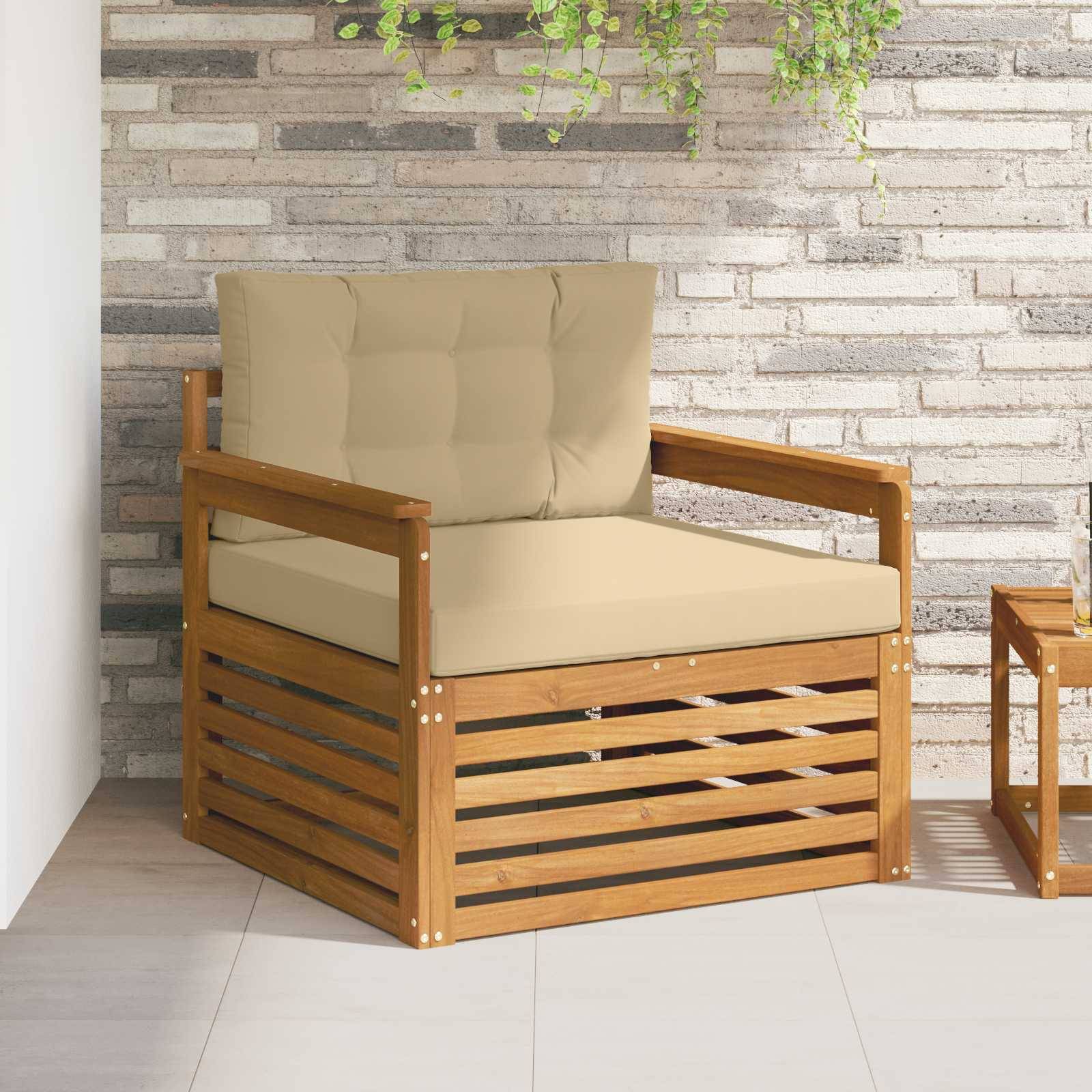 vidaXL Outdoor-Sofagarnitur Massives Akazienholz und Polyester Natur