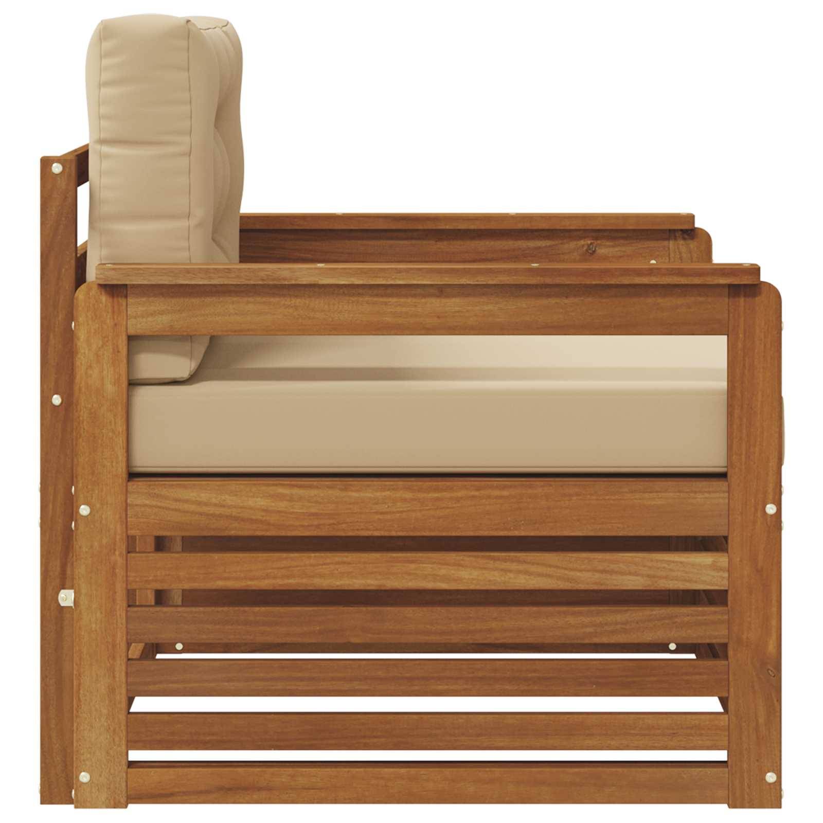 vidaXL Outdoor-Sofa Massives Akazienholz und Polyester Natur und Beige