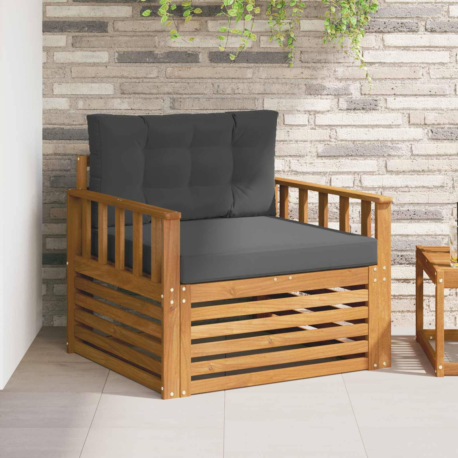 vidaXL Outdoor-Sofa Massives Akazienholz und Polyester