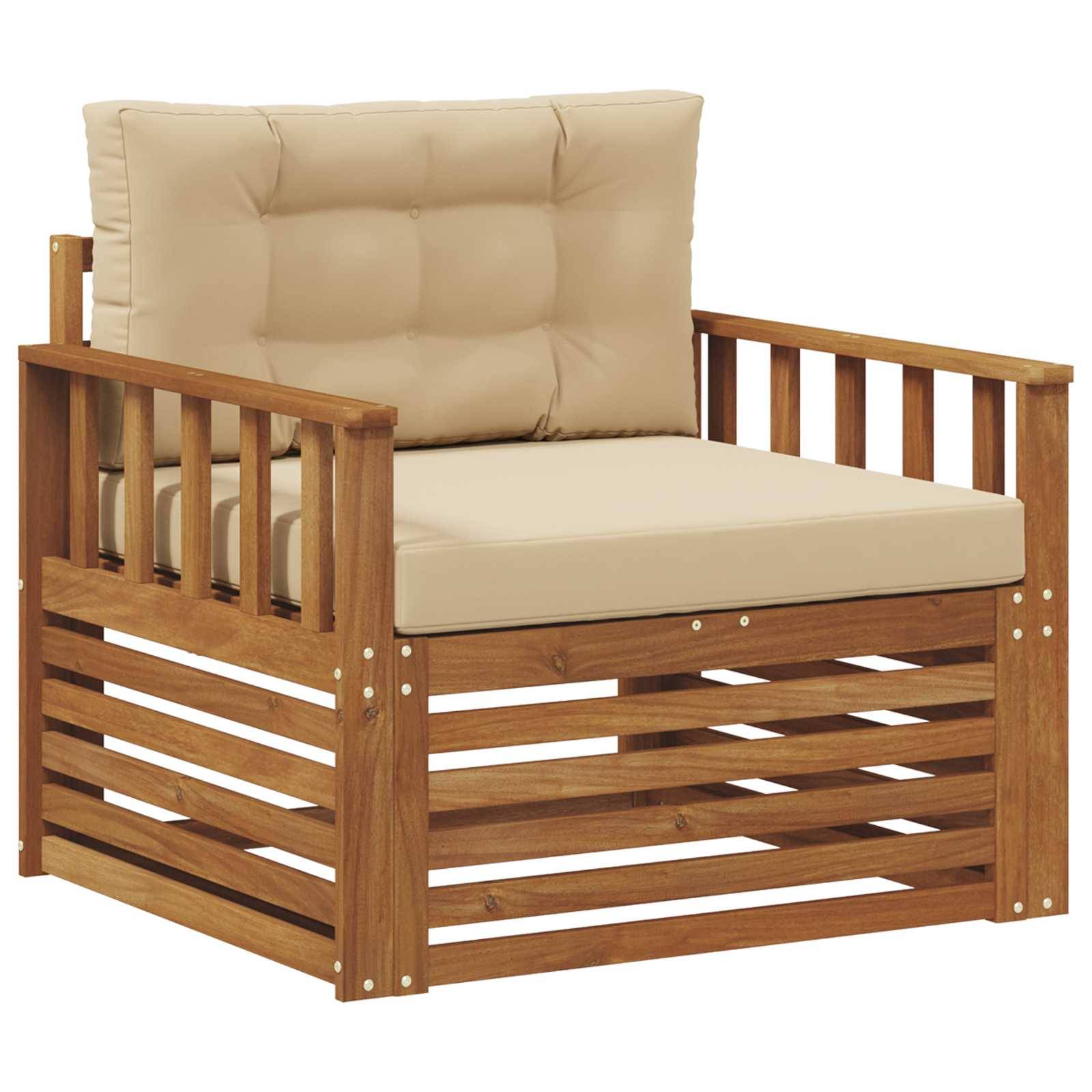 vidaXL Outdoor-Sofa Massives Akazienholz und Polyester Natur und Beige