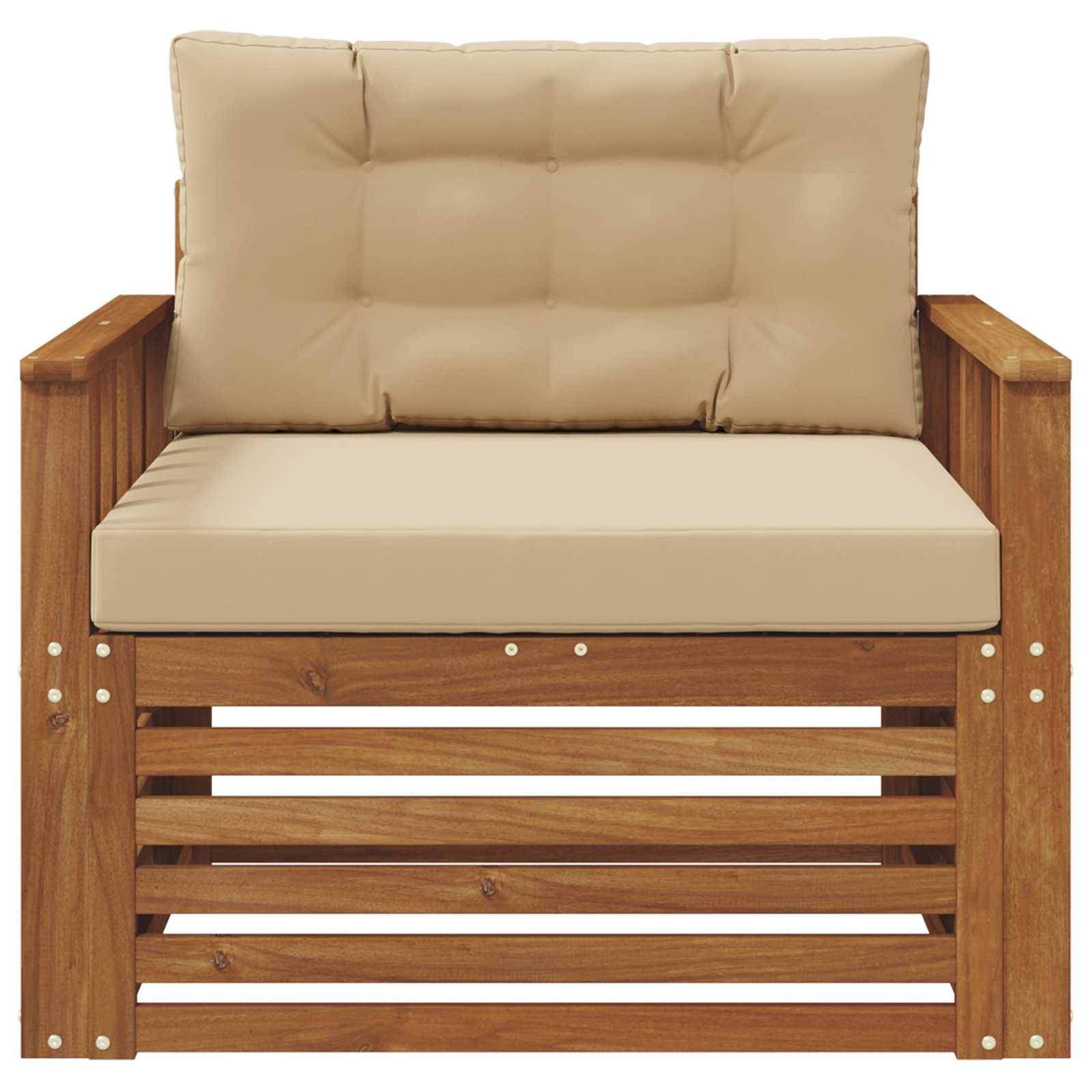 vidaXL Outdoor-Sofa Massives Akazienholz und Polyester Natur und Beige