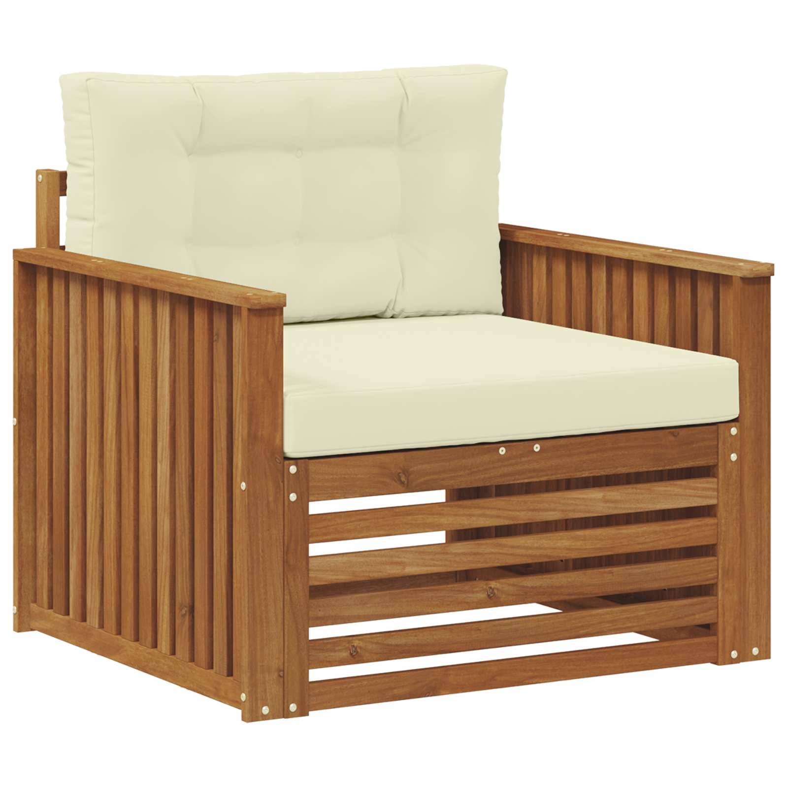 vidaXL Outdoor-Sofa Massives Akazienholz und Polyester Natur und Creme