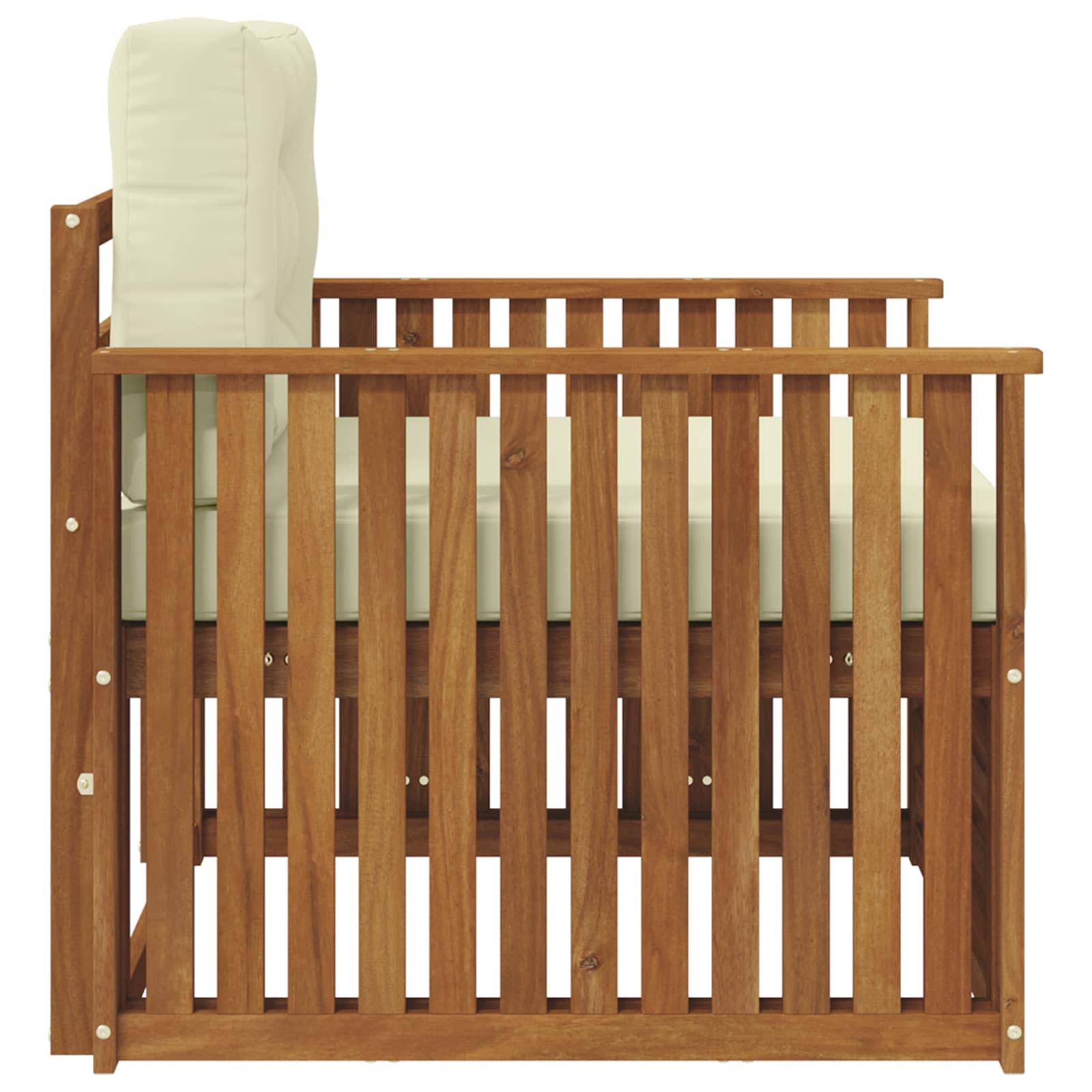 vidaXL Outdoor-Sofa Massives Akazienholz und Polyester Natur und Creme