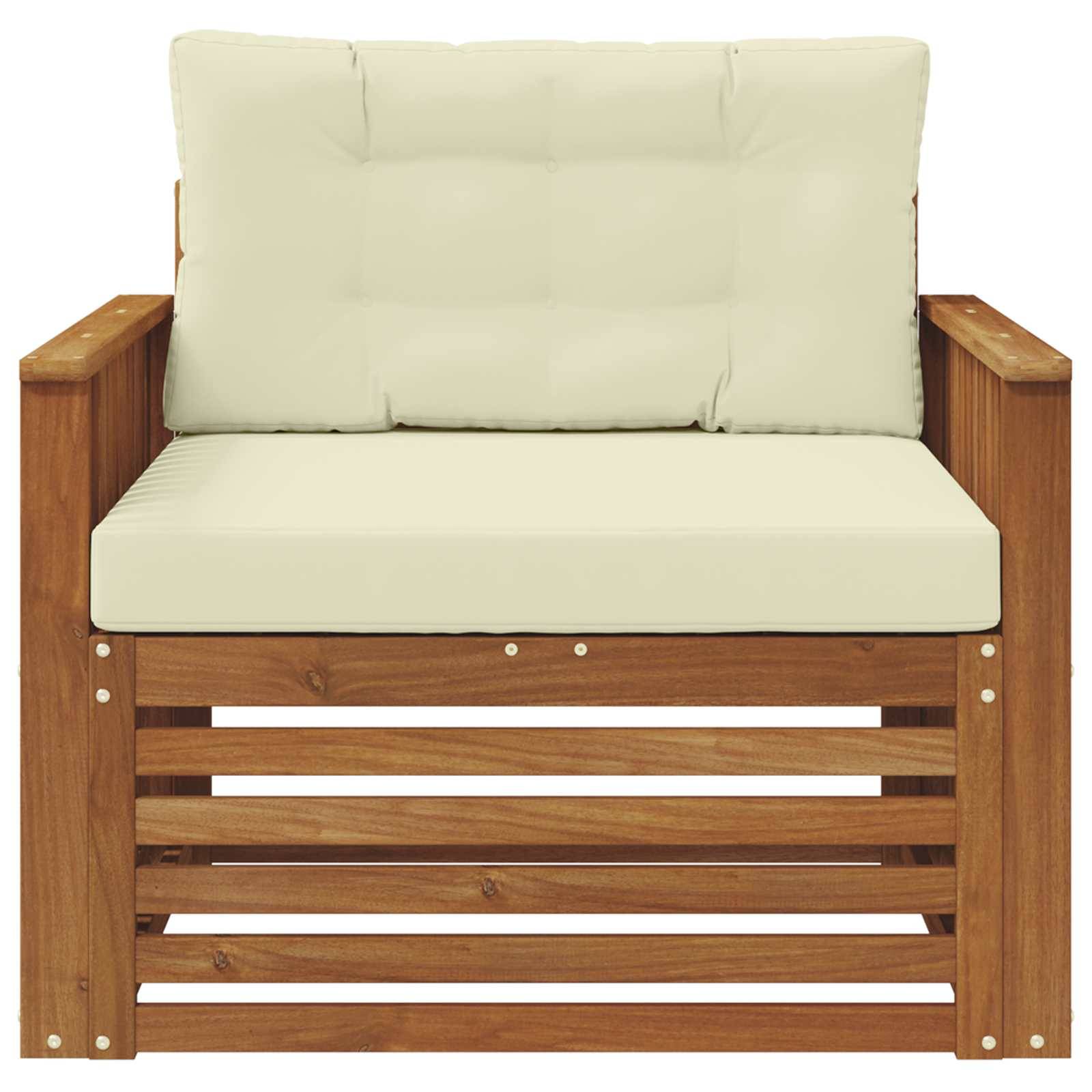 vidaXL Outdoor-Sofa Massives Akazienholz und Polyester Natur und Creme