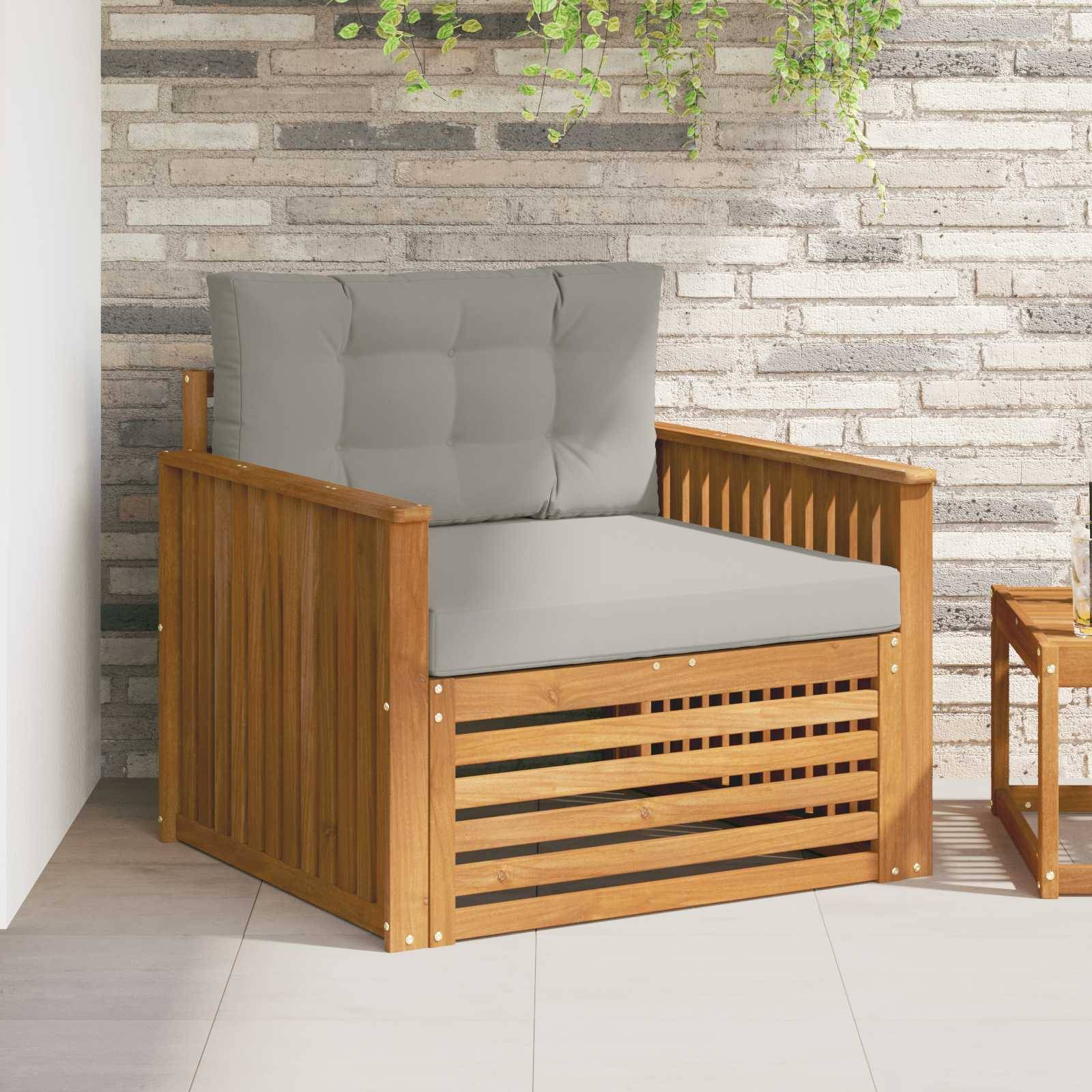 vidaXL Outdoor-Sofa Massives Akazienholz und Polyester