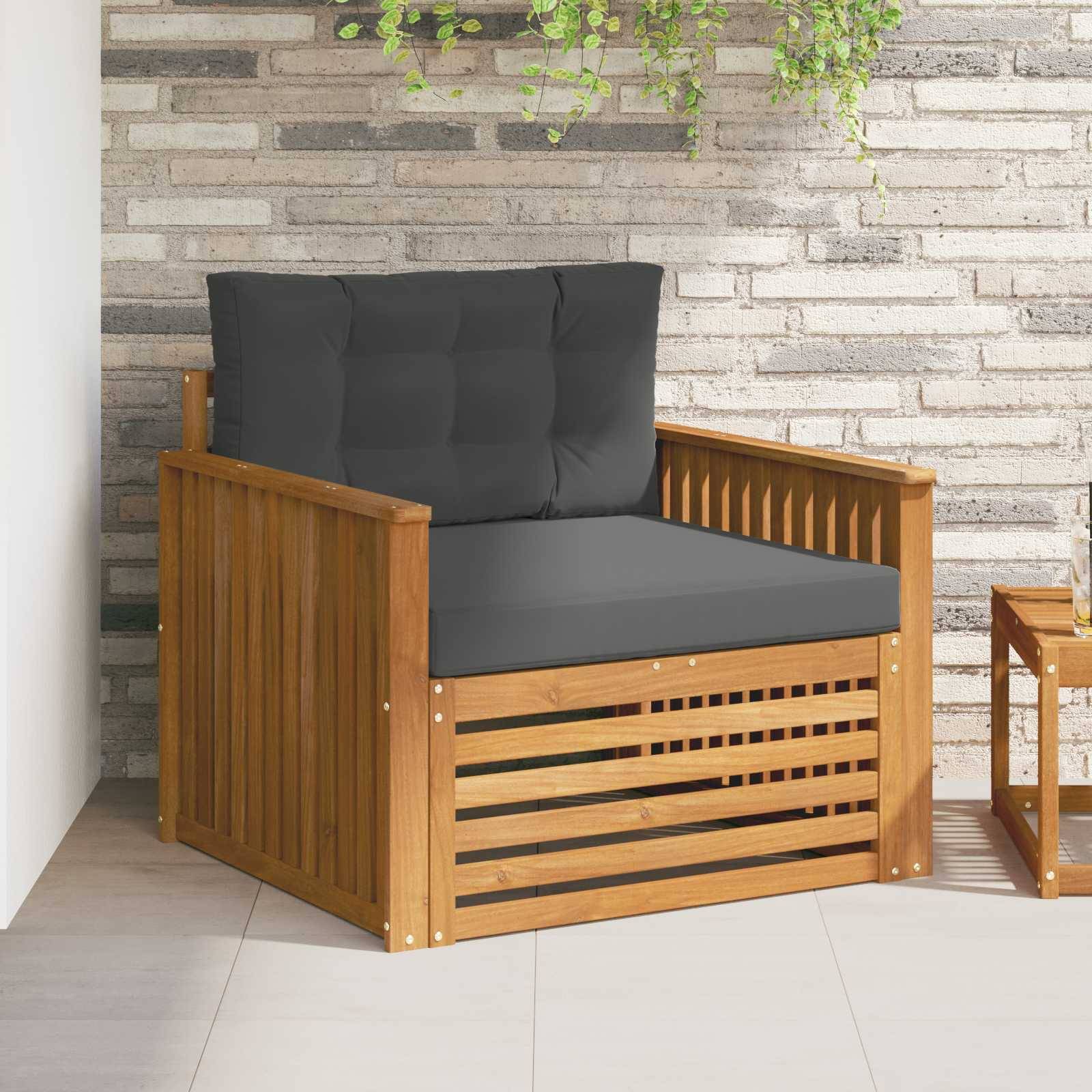 vidaXL Outdoor-Sofa Massives Akazienholz und Polyester