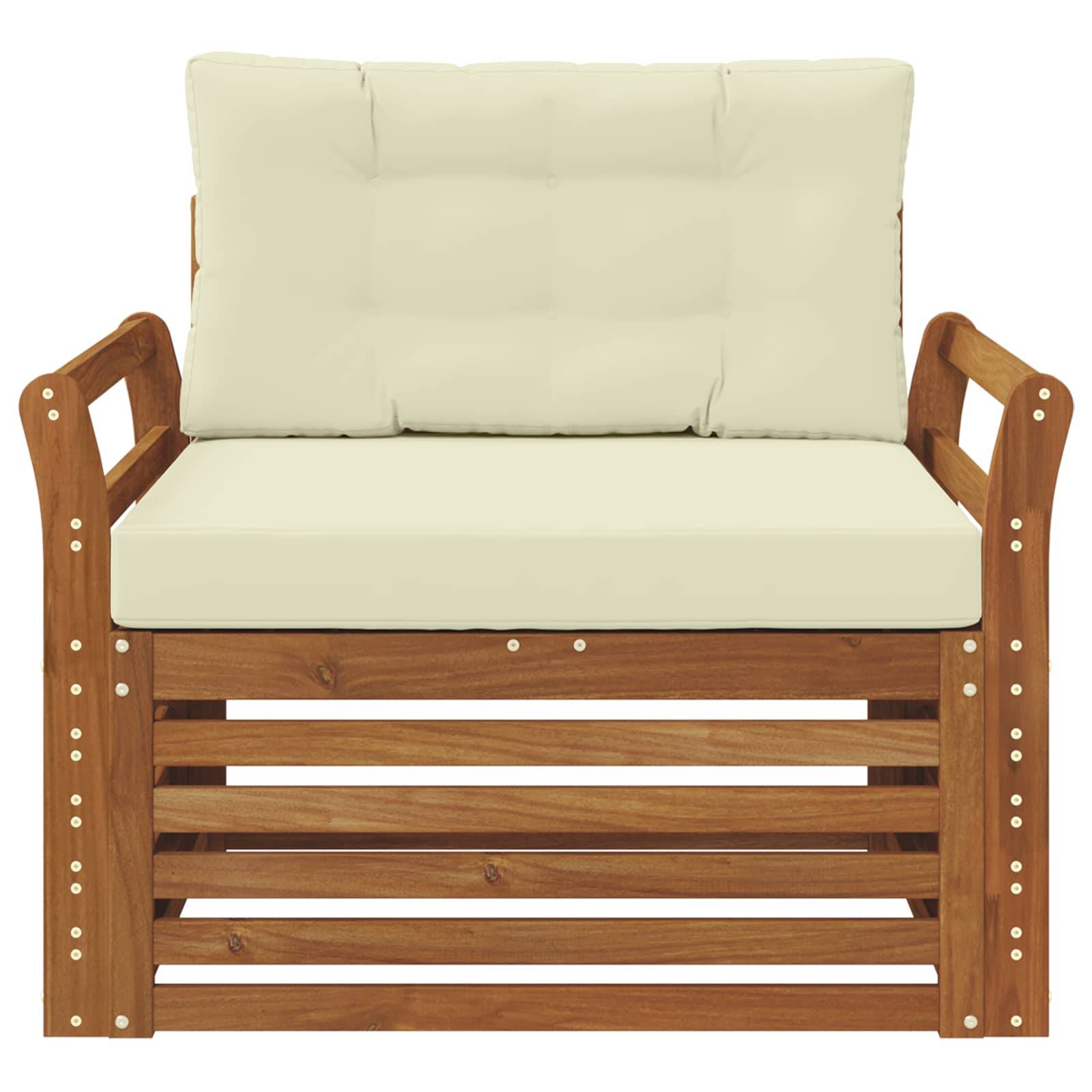 vidaXL Outdoor-Sofagarnitur Massives Akazienholz und Polyester Natur