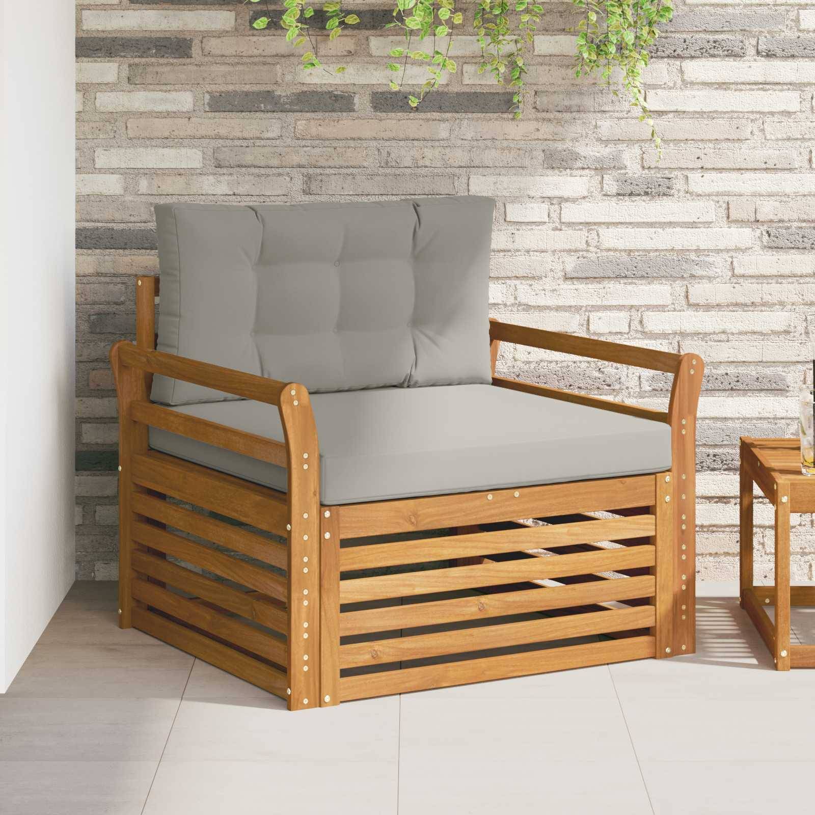 vidaXL Outdoor-Sofa Massives Akazienholz und Polyester