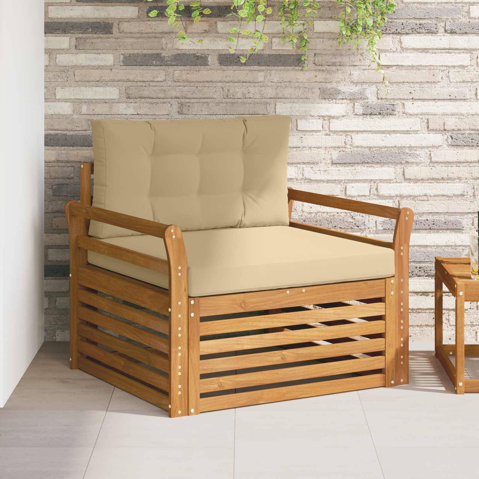 vidaXL Outdoor-Sofagarnitur Massives Akazienholz und Polyester Natur