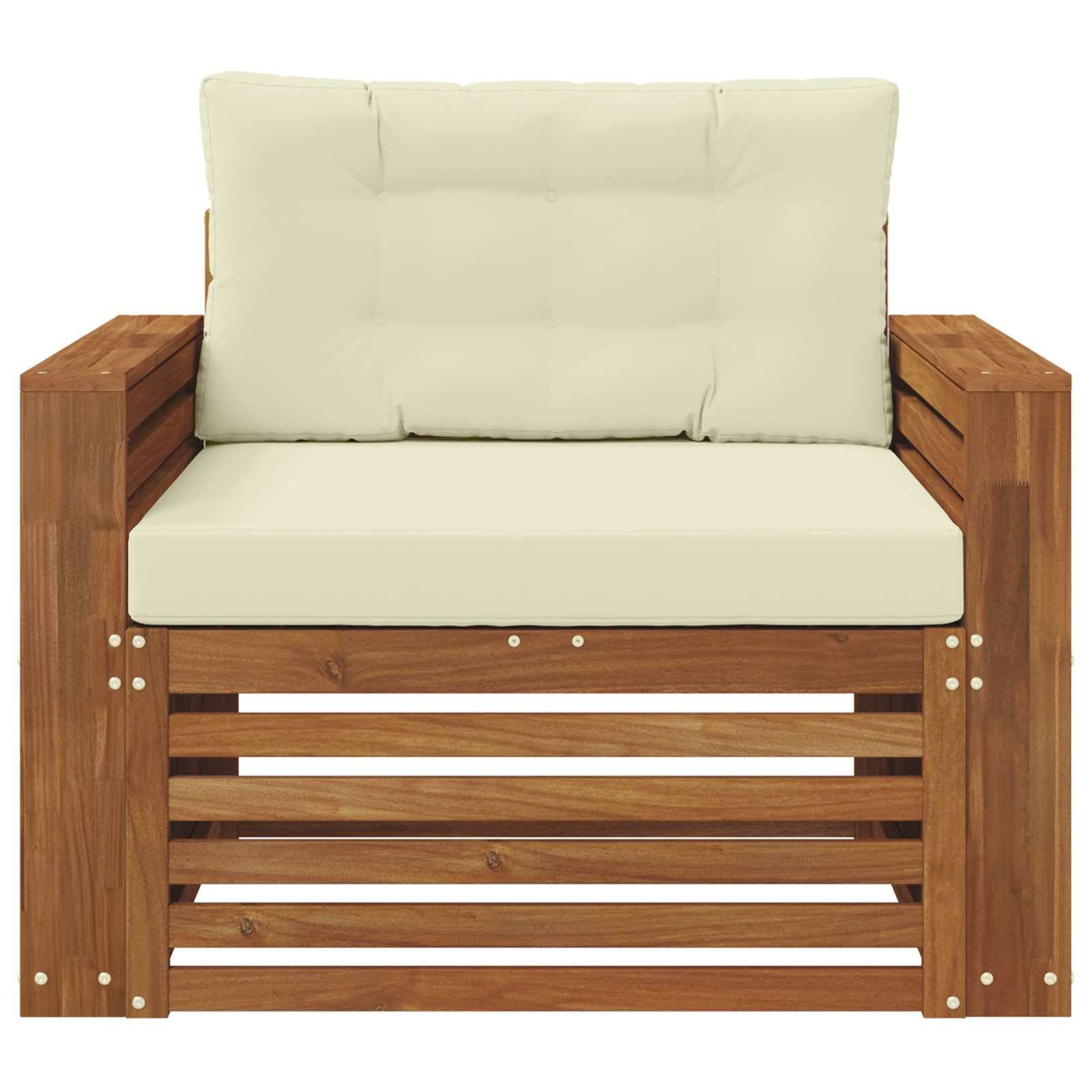 vidaXL Outdoor-Sofagarnitur Massives Akazienholz und Polyester Natur