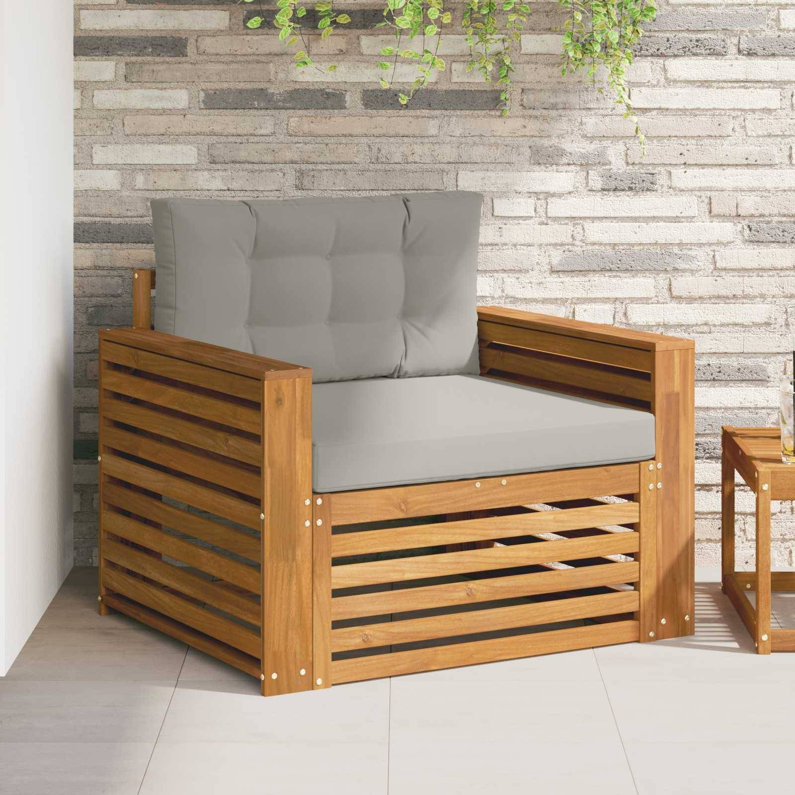 vidaXL Outdoor-Sofa Massives Akazienholz und Polyester