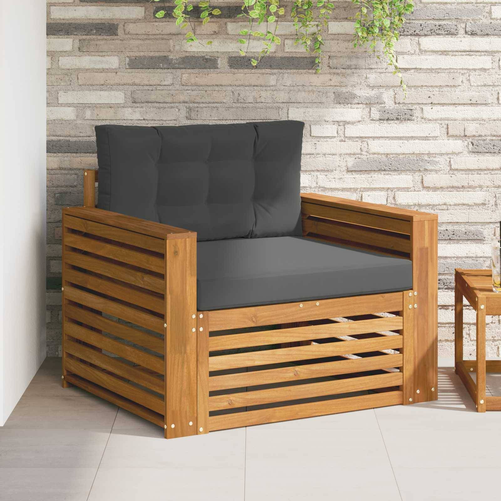 vidaXL Outdoor-Sofa Massives Akazienholz und Polyester