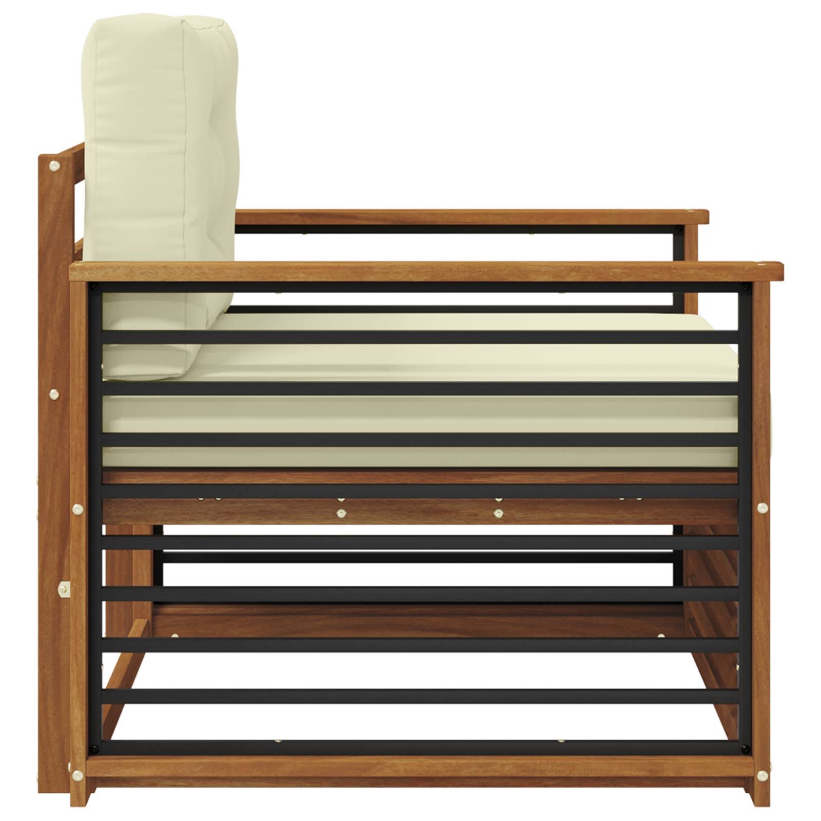vidaXL Outdoor-Sofagarnitur Massives Akazienholz und Polyester Natur