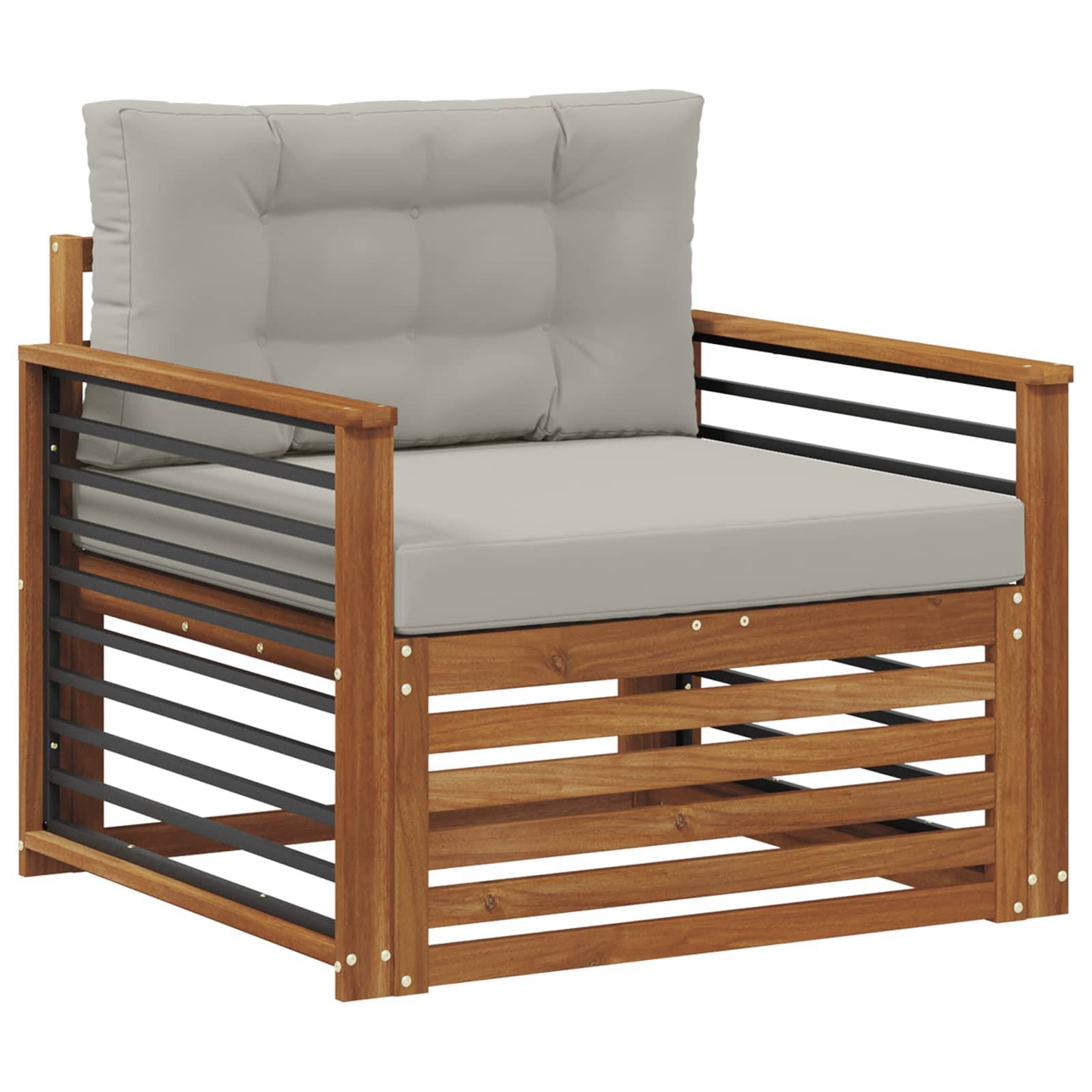 vidaXL Outdoor-Sofa Massives Akazienholz und Polyester